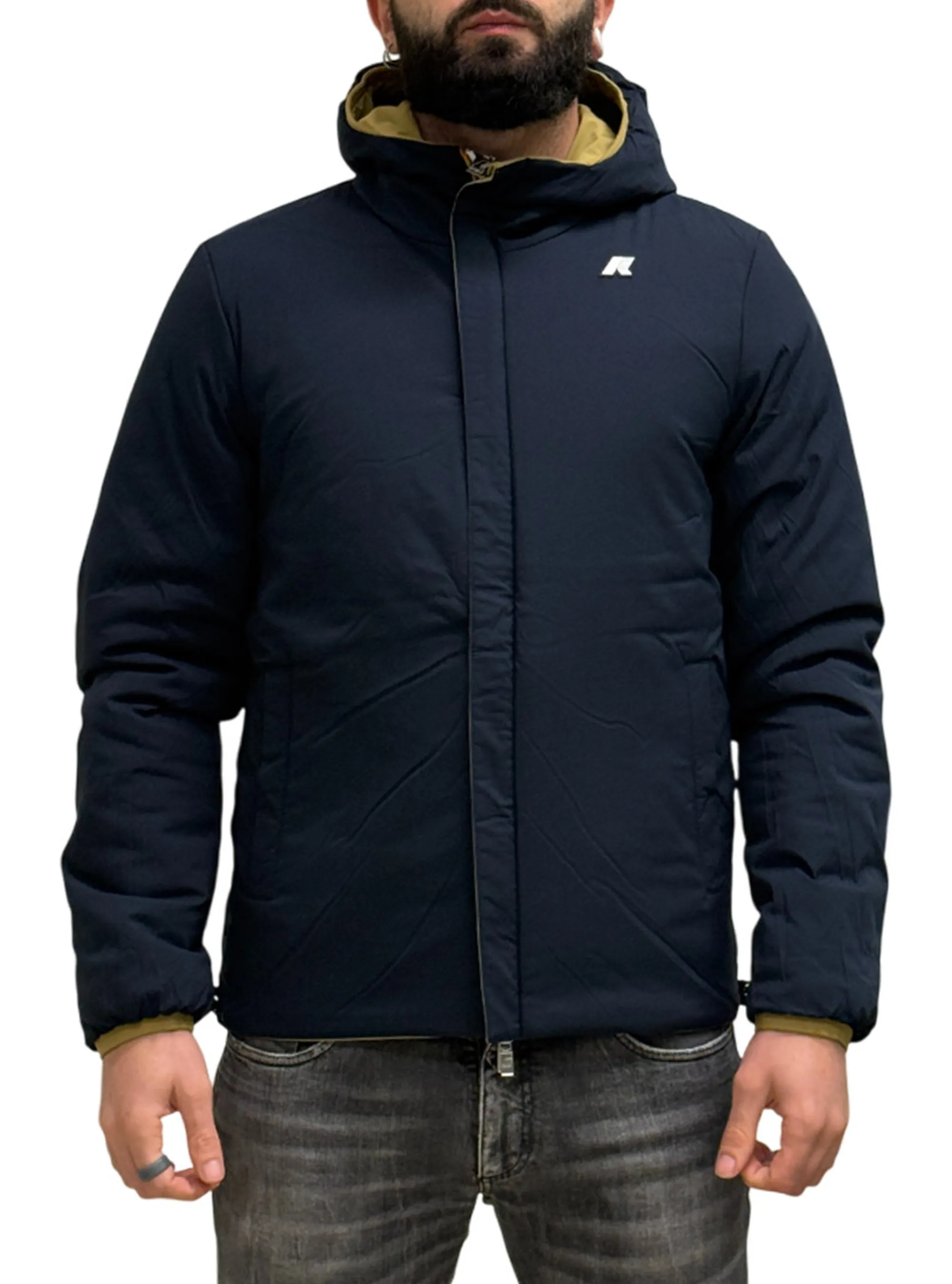 K-Way B'Giubbino Jack St Warm Reversible' Beige Seed - Blue K6128Vw 167501