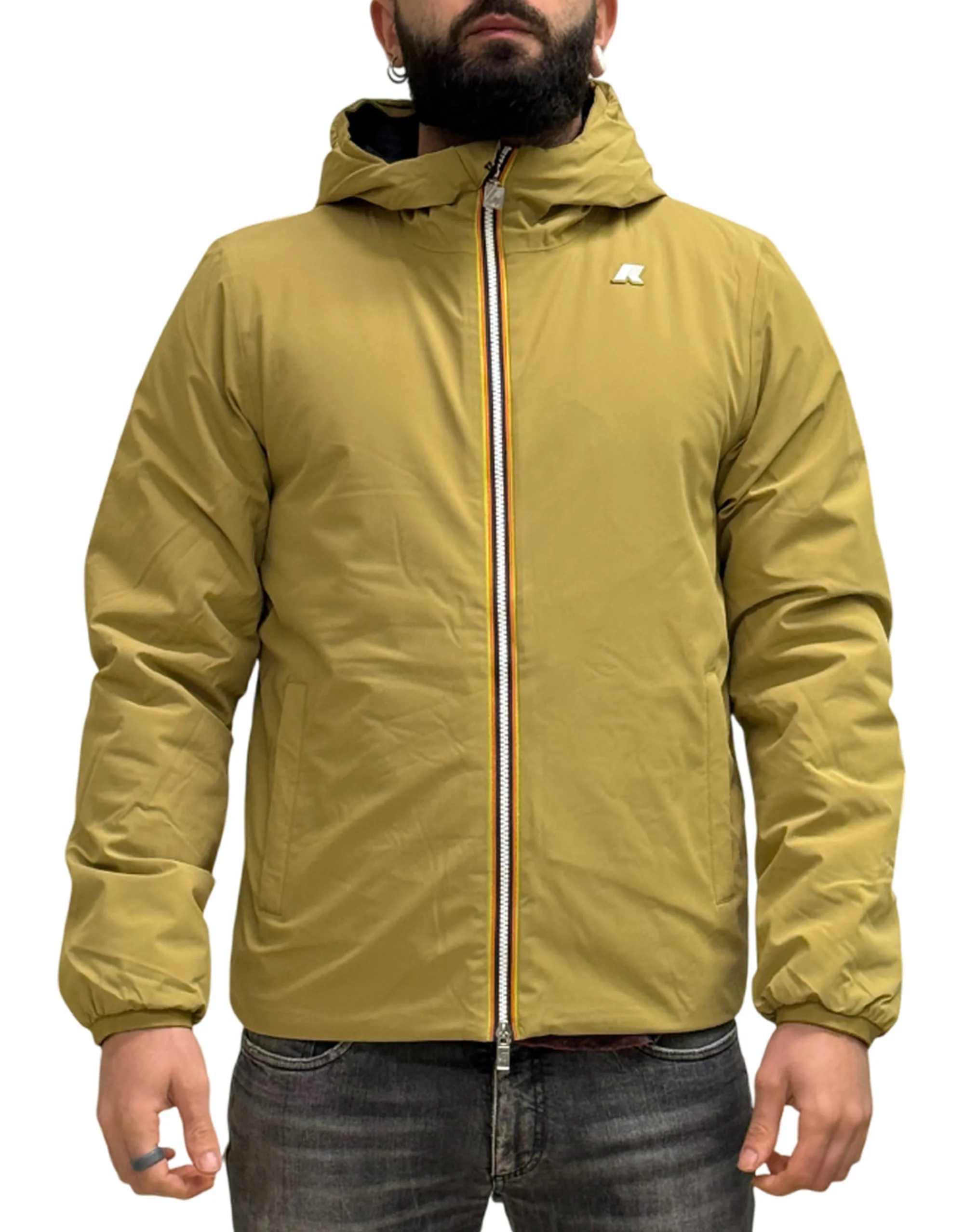 K-Way B'Giubbino Jack St Warm Reversible' Beige Seed - Blue K6128Vw 167502