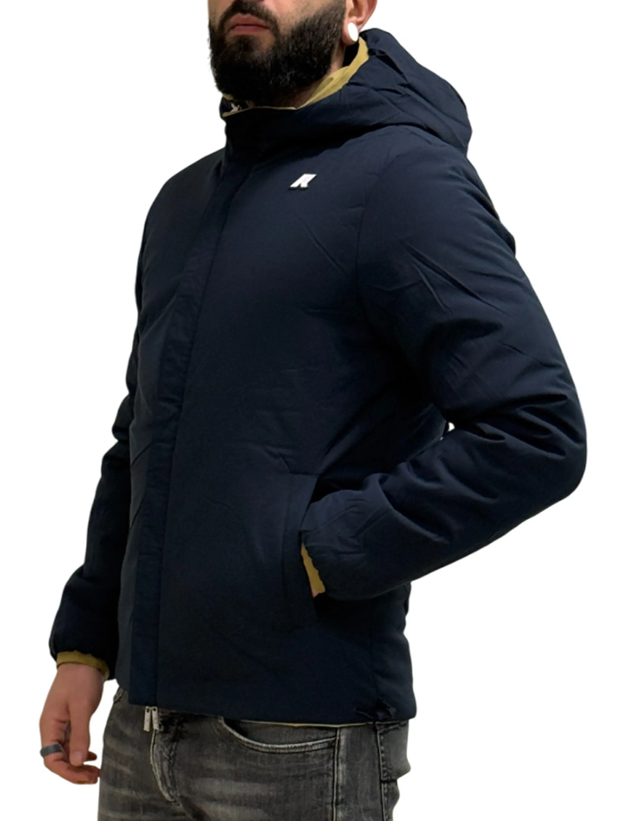 K-Way B'Giubbino Jack St Warm Reversible' Beige Seed - Blue K6128Vw 167503