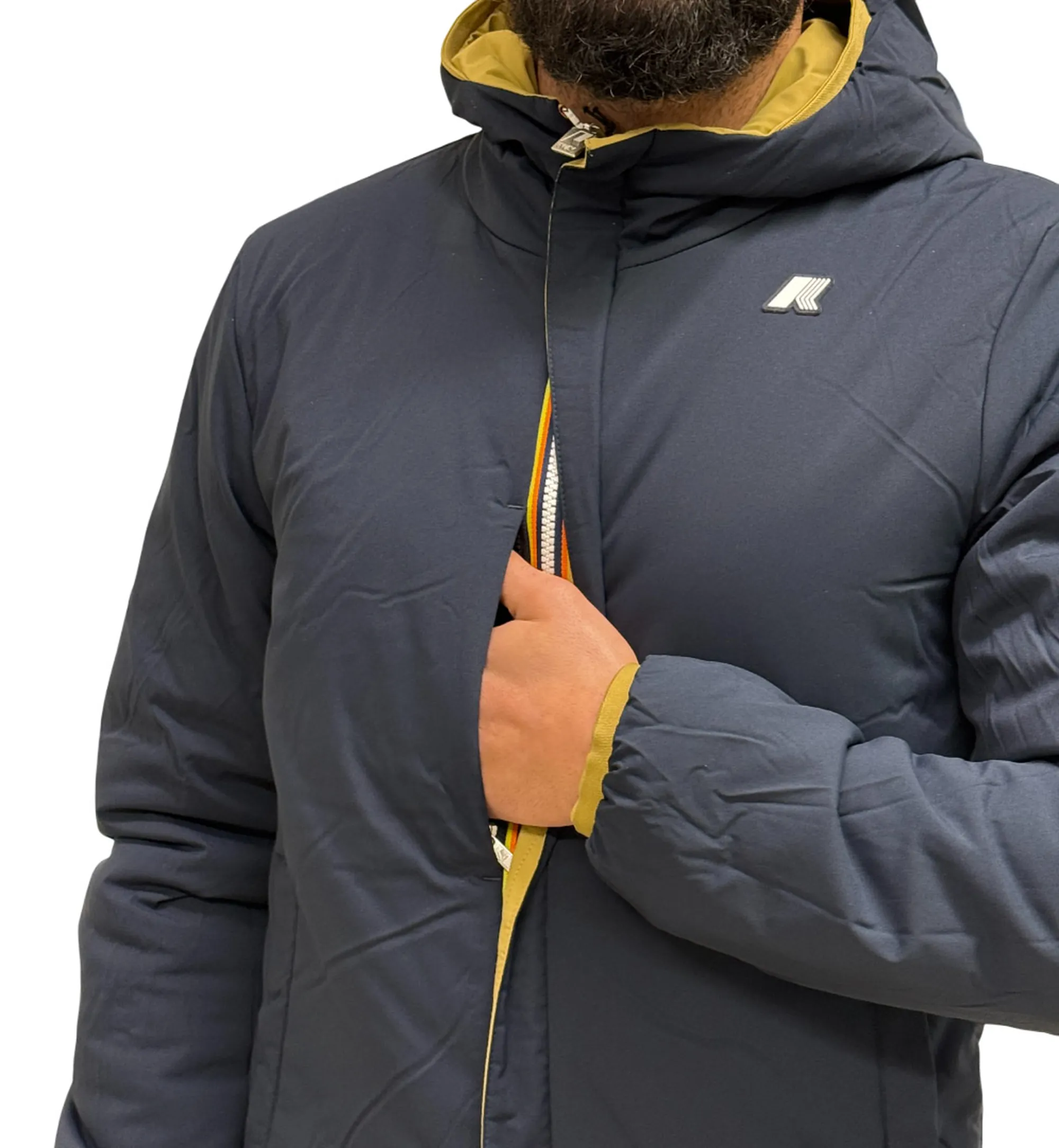 K-Way B'Giubbino Jack St Warm Reversible' Beige Seed - Blue K6128Vw 167504