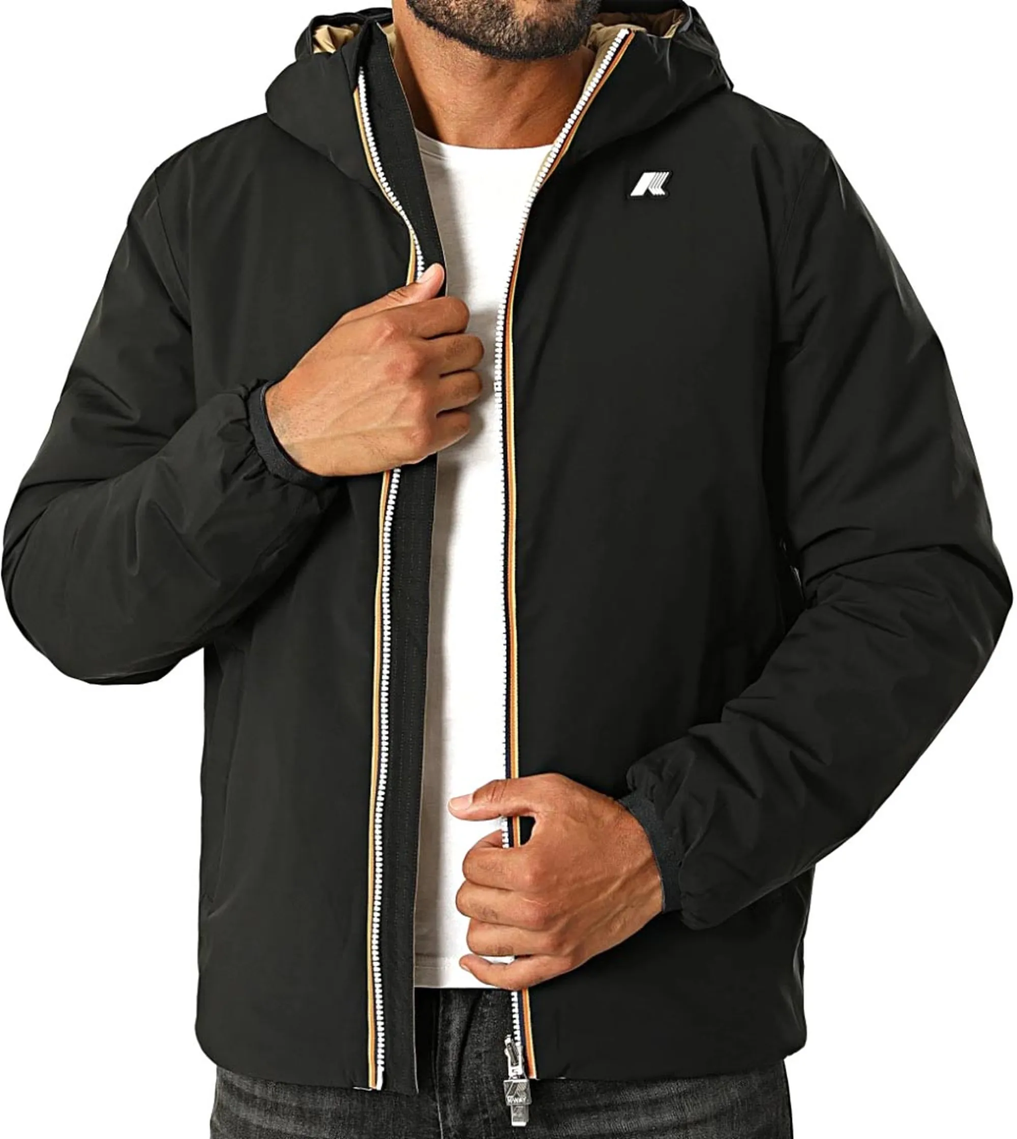 K-Way B'Giubbino Jack St Warm Reversible' Black Pure - Beige K K6128Vw 187752