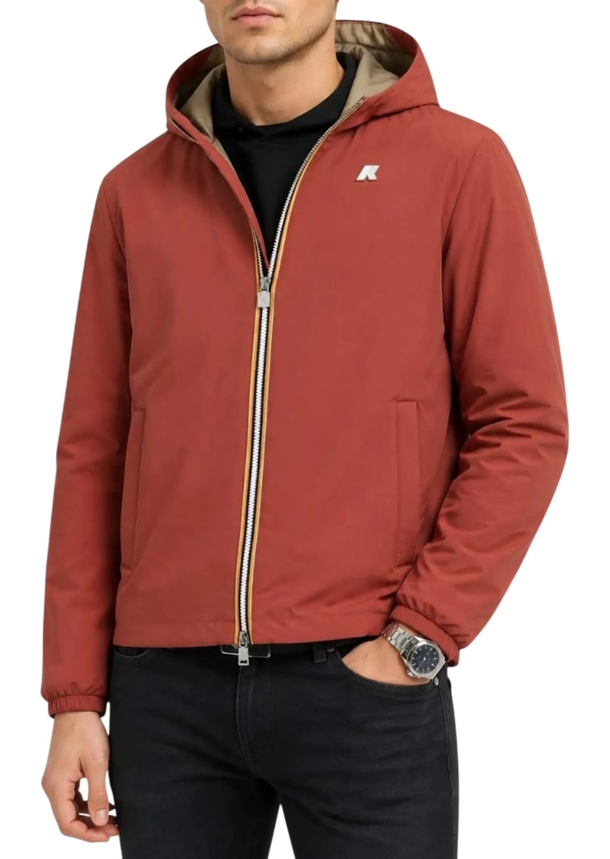 K-Way B'Giubbino Jack St Warm Reversible' Red Dk Chili - Beige K6128Vw 187756