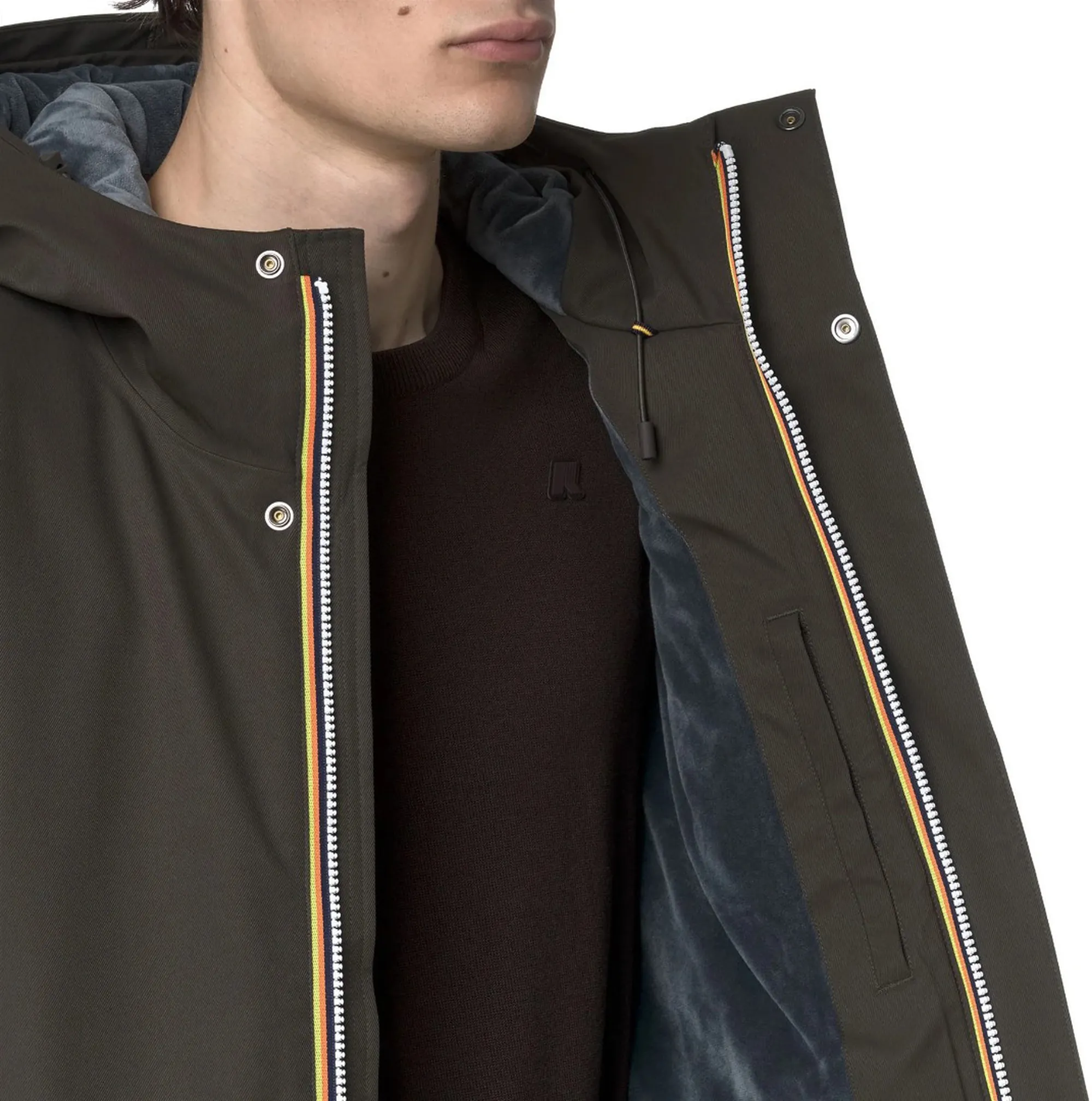 K-Way B'Jacko Twill Marmot Jacket' Black Olive - Blue A K8133Dw 163281