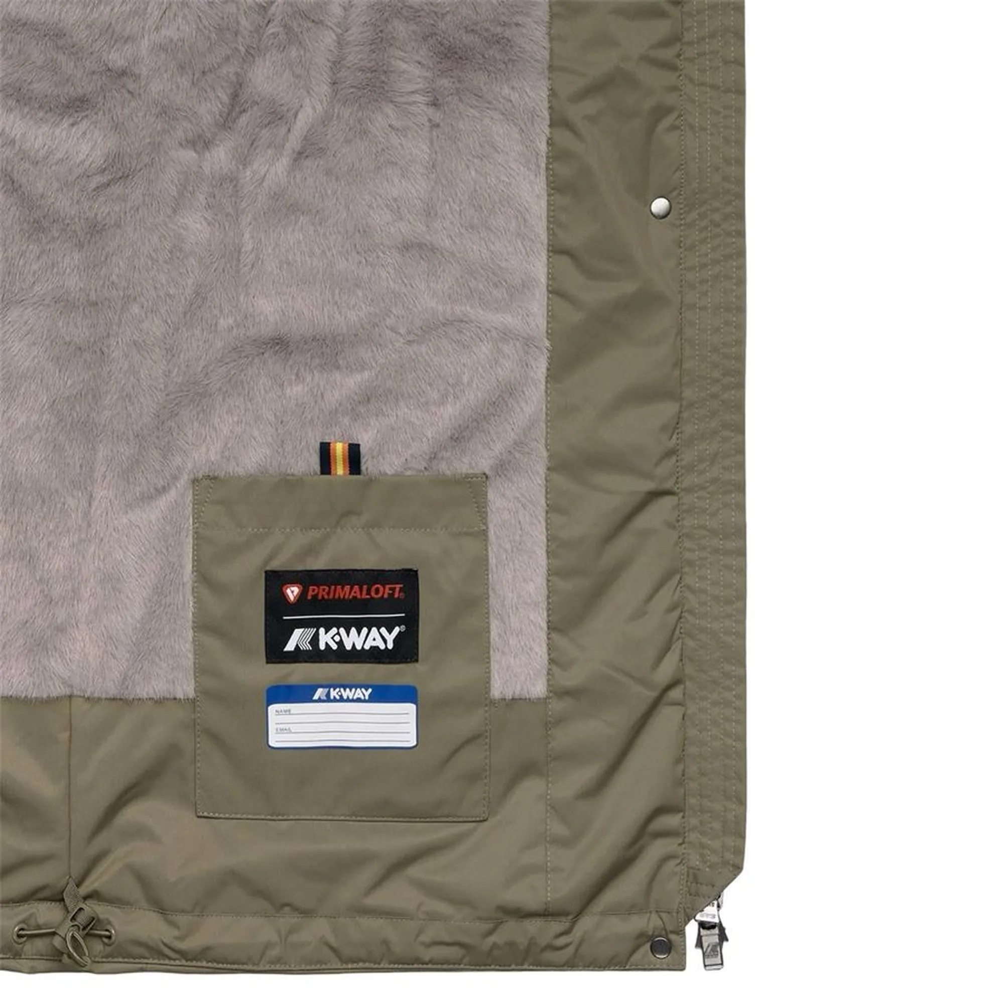 K-Way B'Lil Twill Soft Beaver Jacket' Green Army - Grey Wa K81449W 190314