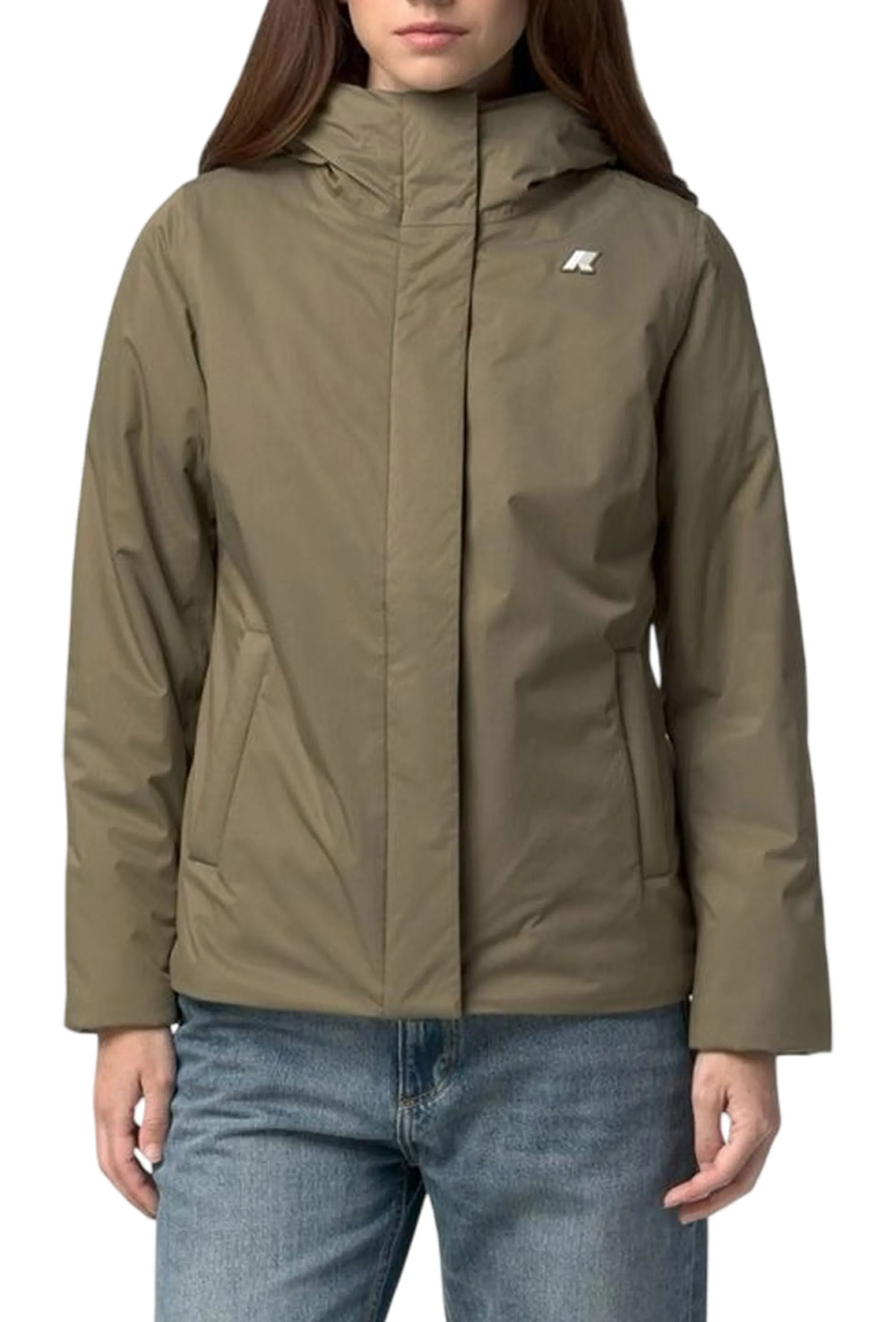 K-Way Giubbino Lil Twill Soft Beaver Green Army - Grey Wa K81449W 190553