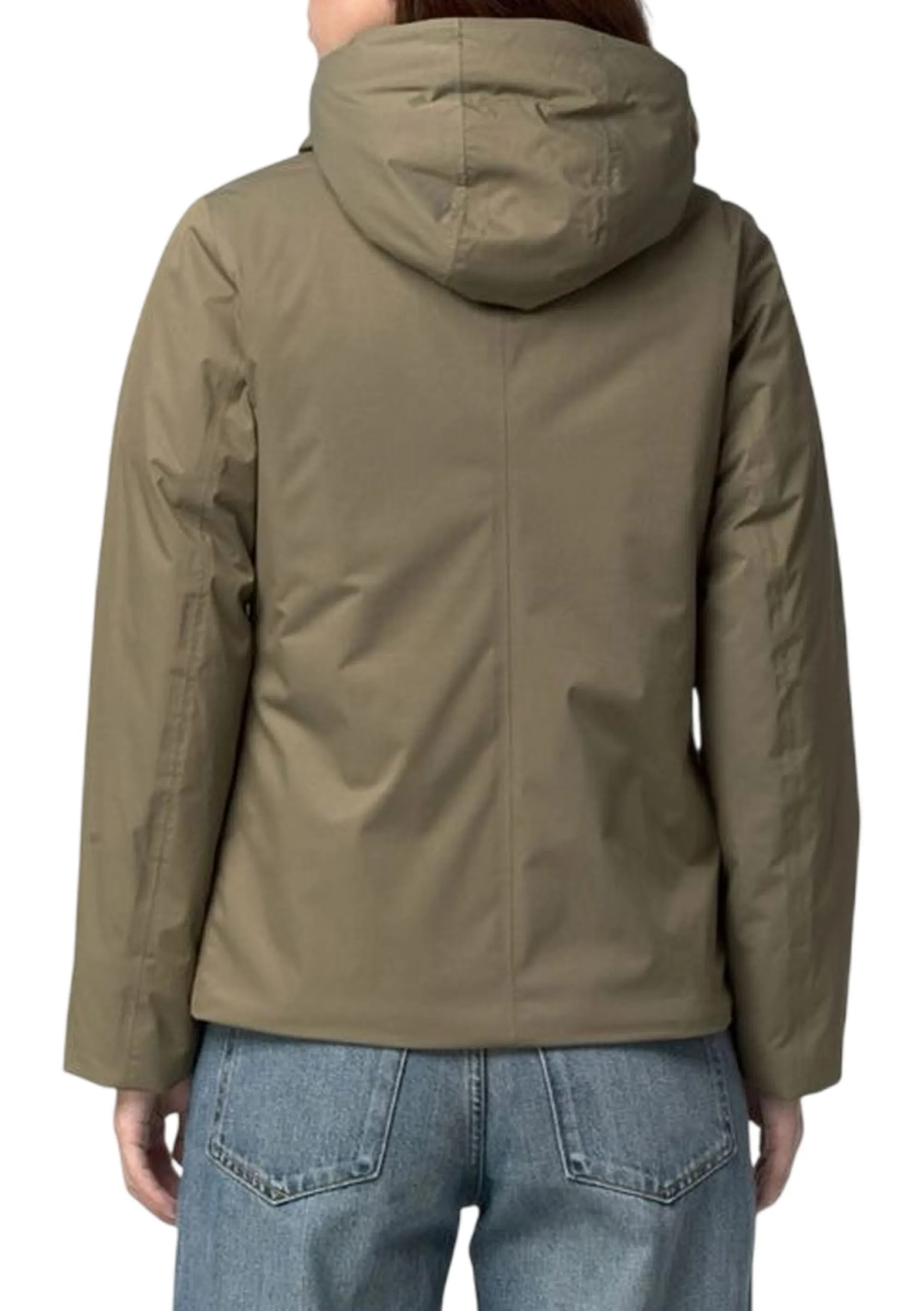 K-Way Giubbino Lil Twill Soft Beaver Green Army - Grey Wa K81449W 190554