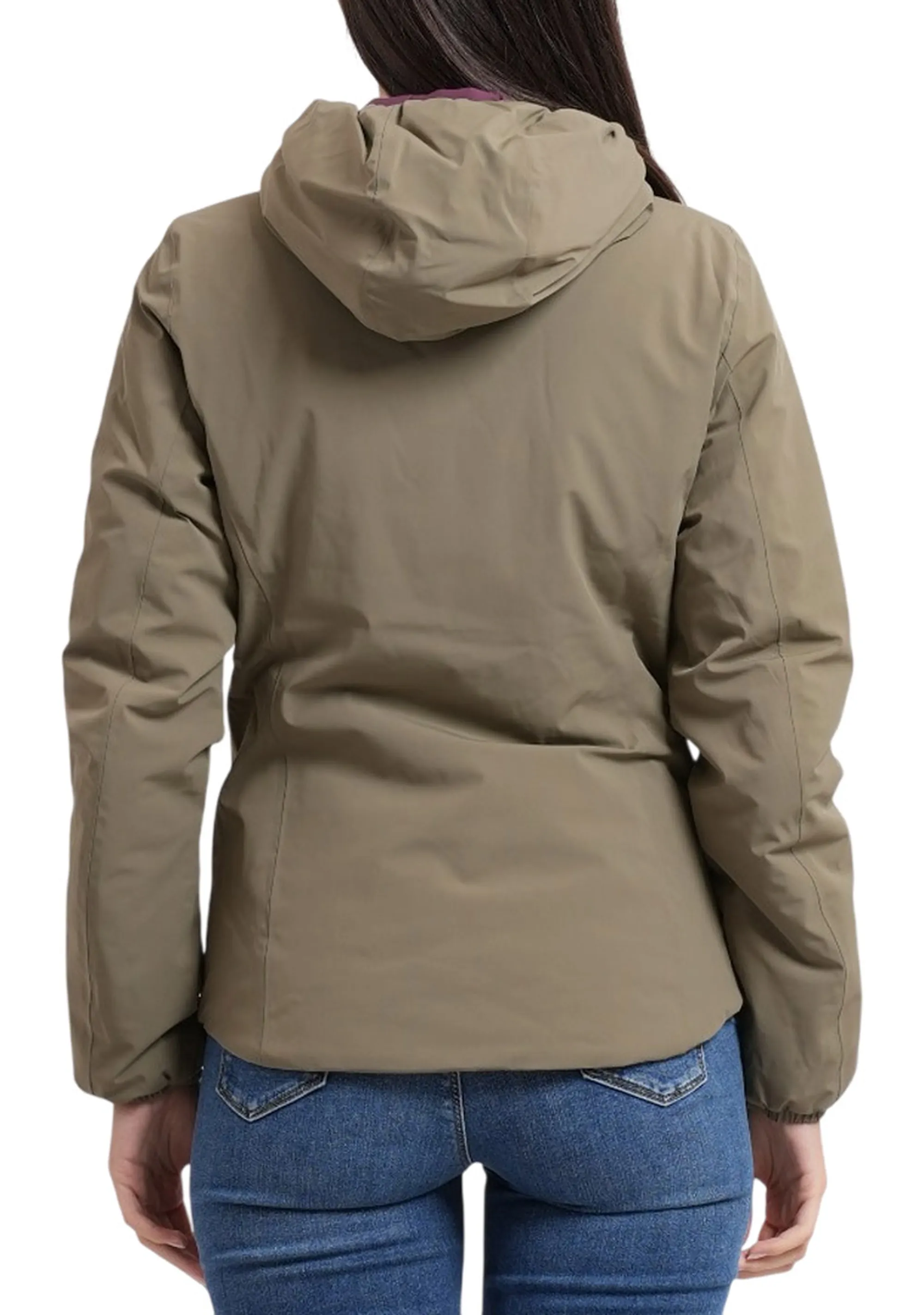 K-Way Giubbino Lily St Warm Reversible Green Army - Violet K6128Tw 190514