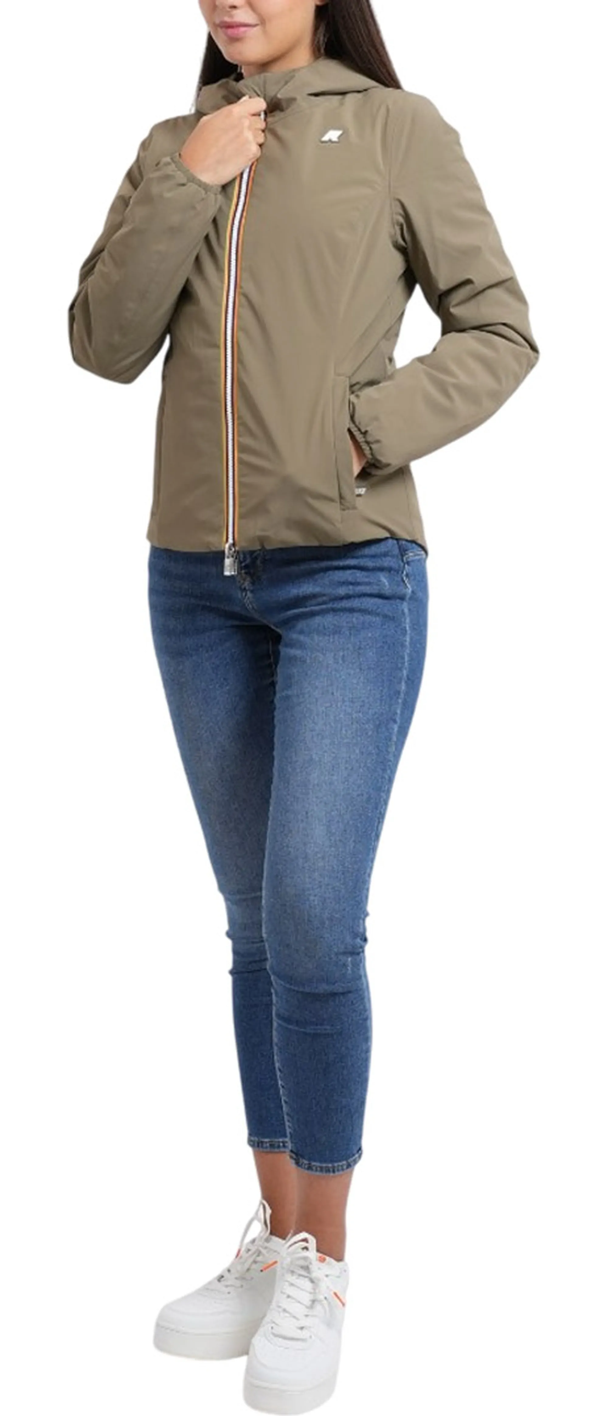 K-Way Giubbino Lily St Warm Reversible Green Army - Violet K6128Tw 190515