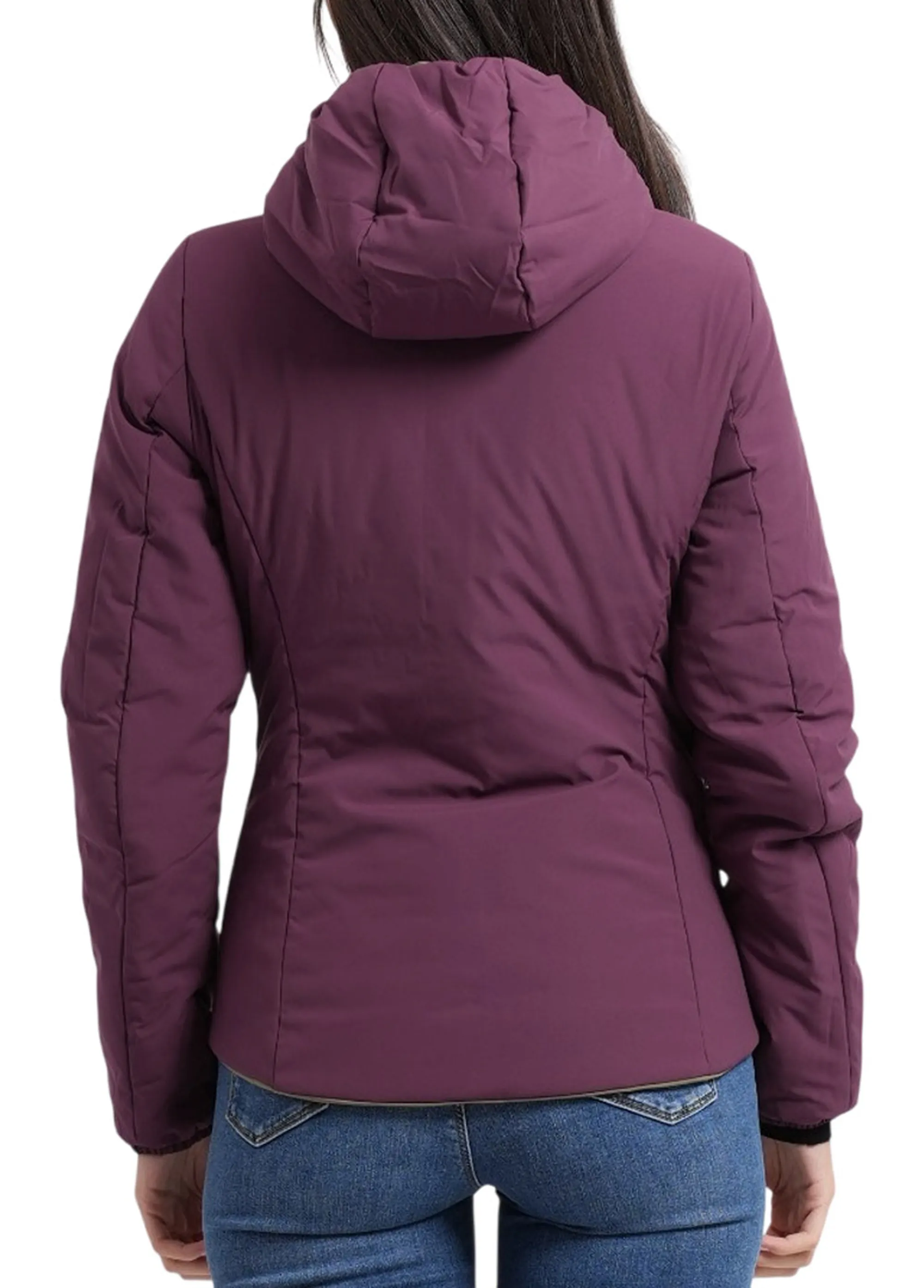 K-Way Giubbino Lily St Warm Reversible Green Army - Violet K6128Tw 190517