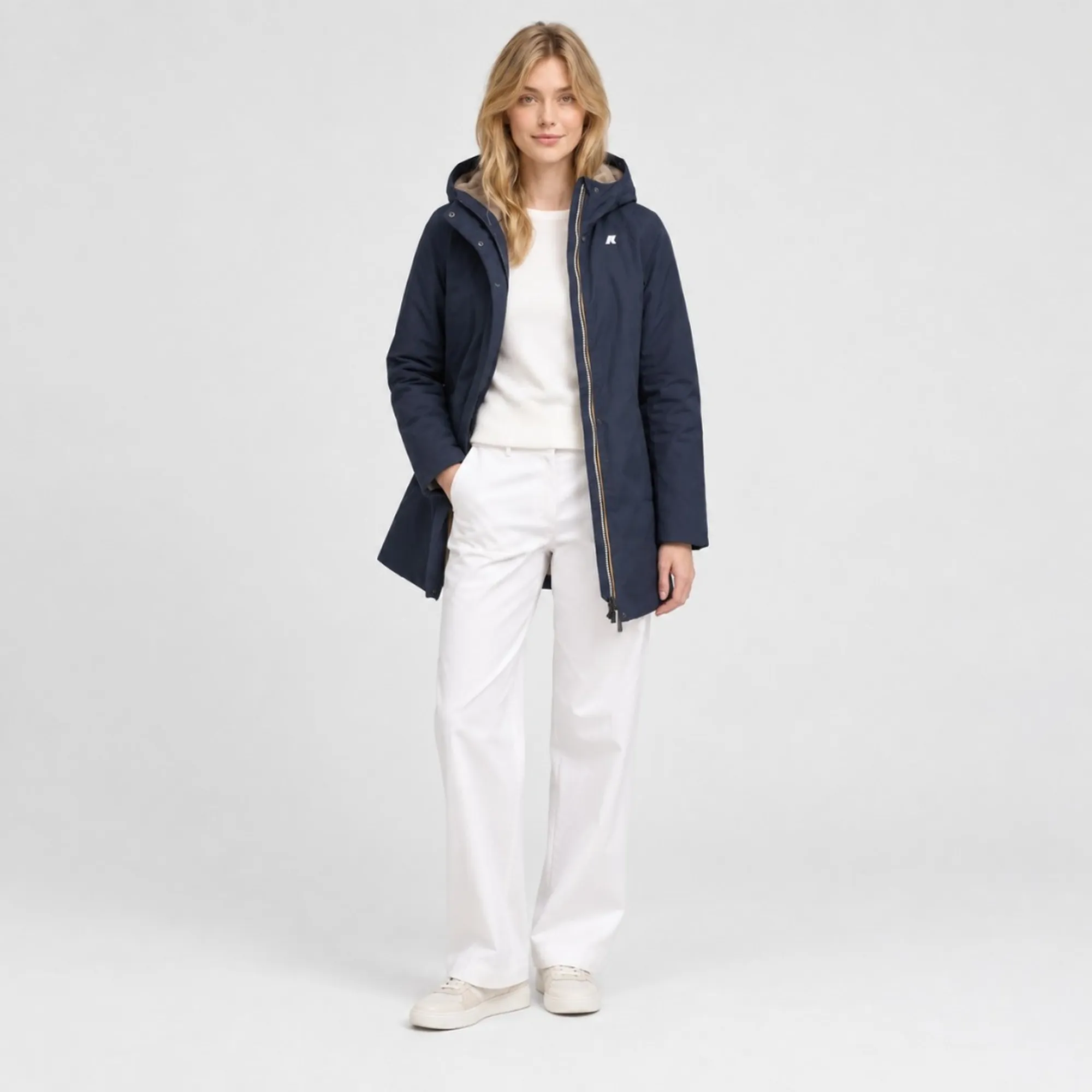 K-Way B'Sophie Twill Soft Beaver Jacket' Blue Depth - Grey Wa K8144Cw 190297