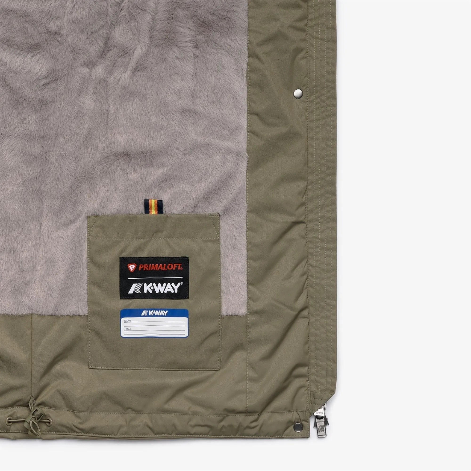 K-Way B'Sophie Twill Soft Beaver Jacket' Green Army - Grey Wa K8144Cw 190275