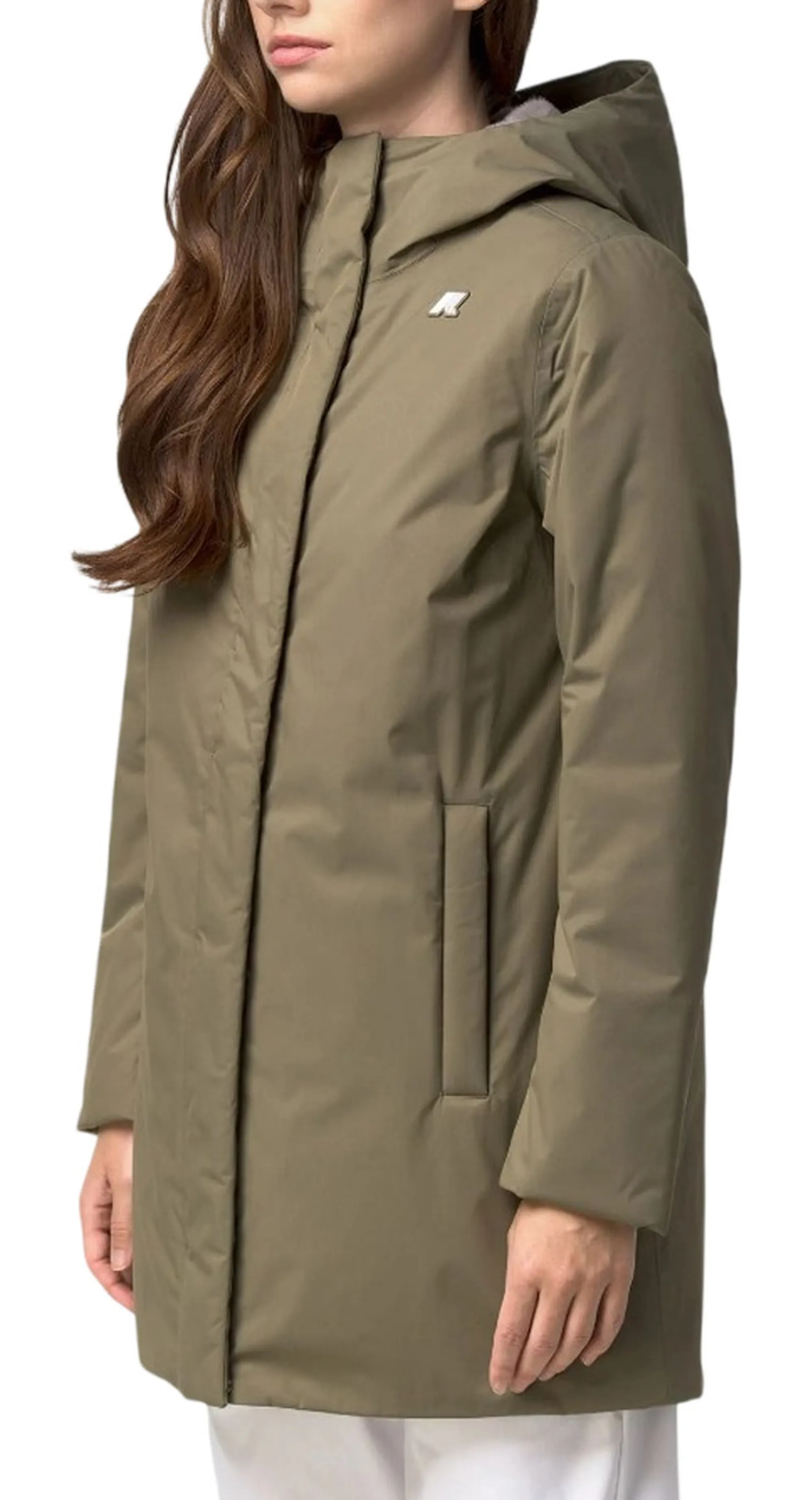 K-Way Giubbino Sophie Twill Soft Beaver Green Army - Grey Wa K8144Cw 190573