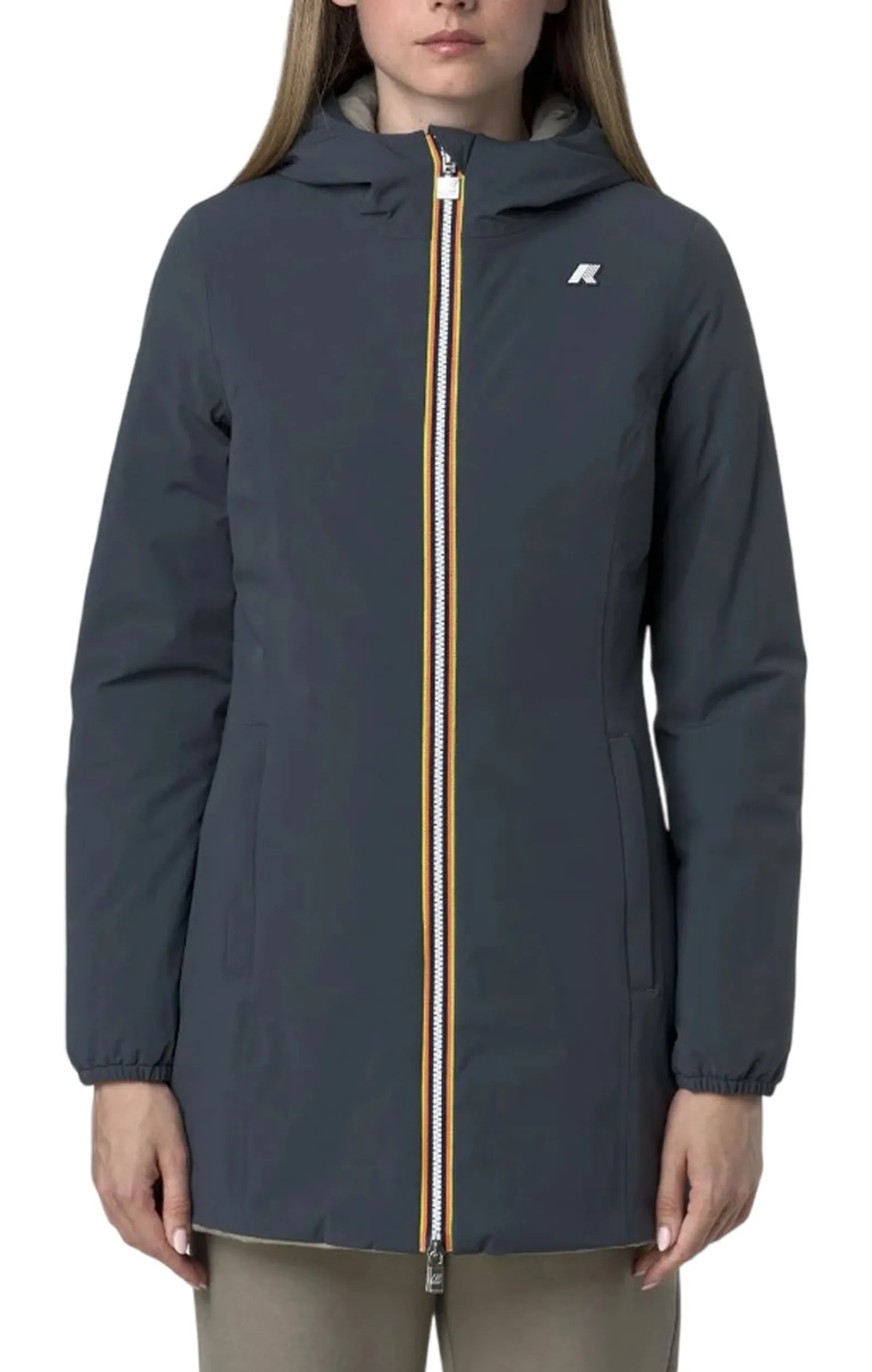 K-Way Trench Denise St Warm Reversible Blue Airforce - Green Oak K6128Uw 160997