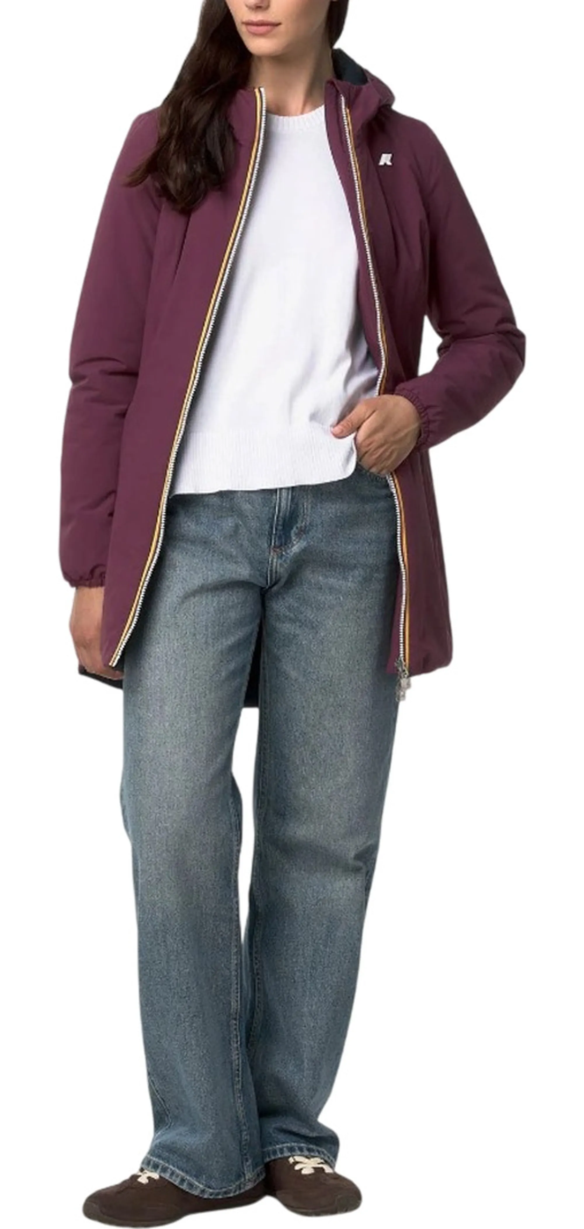 K-Way Trench Denise St Warm Reversible Violet Mauve Wine - Blue Depth K6128Uw 190623