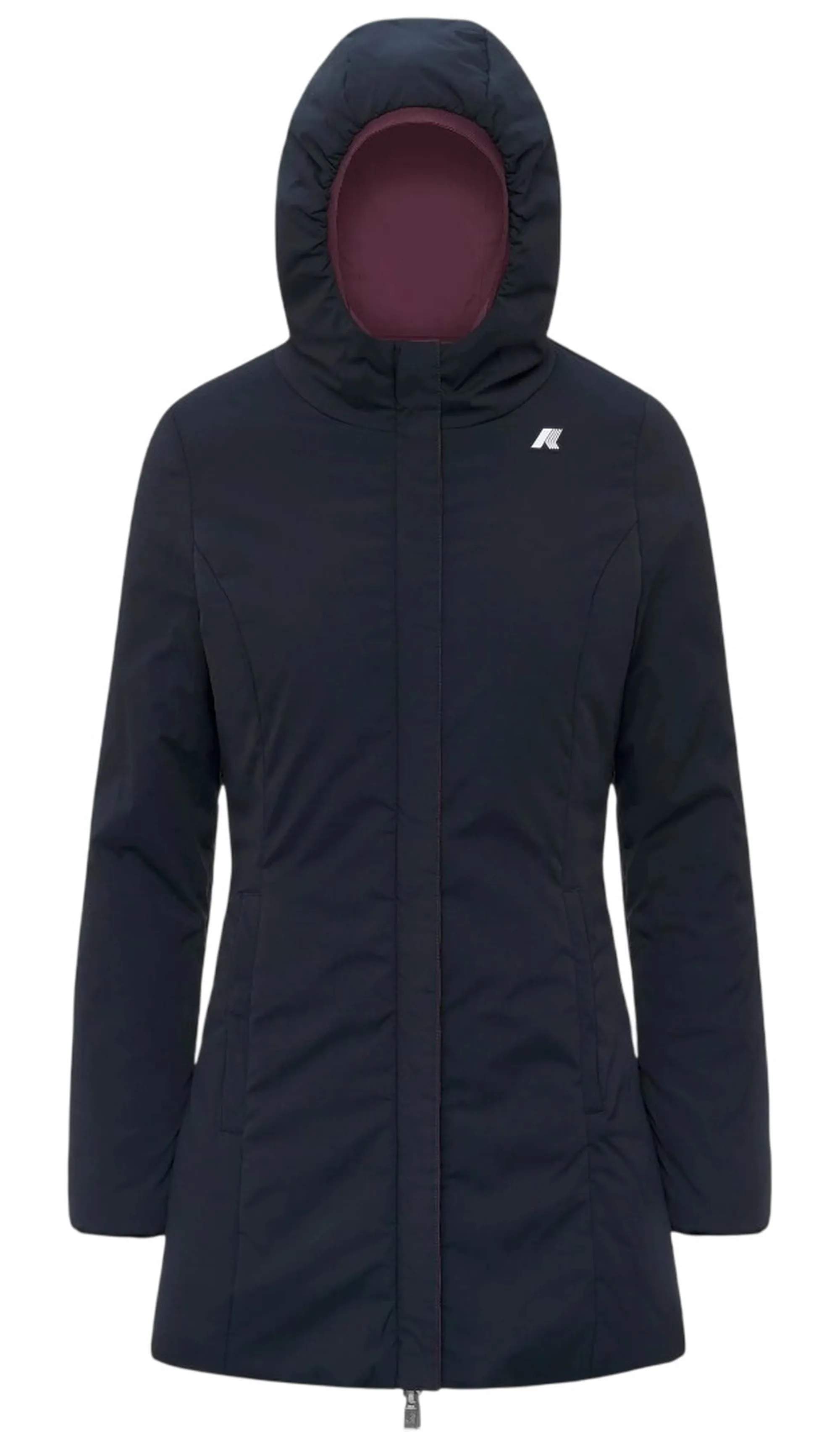K-Way Trench Denise St Warm Reversible Violet Mauve Wine - Blue Depth K6128Uw 190628