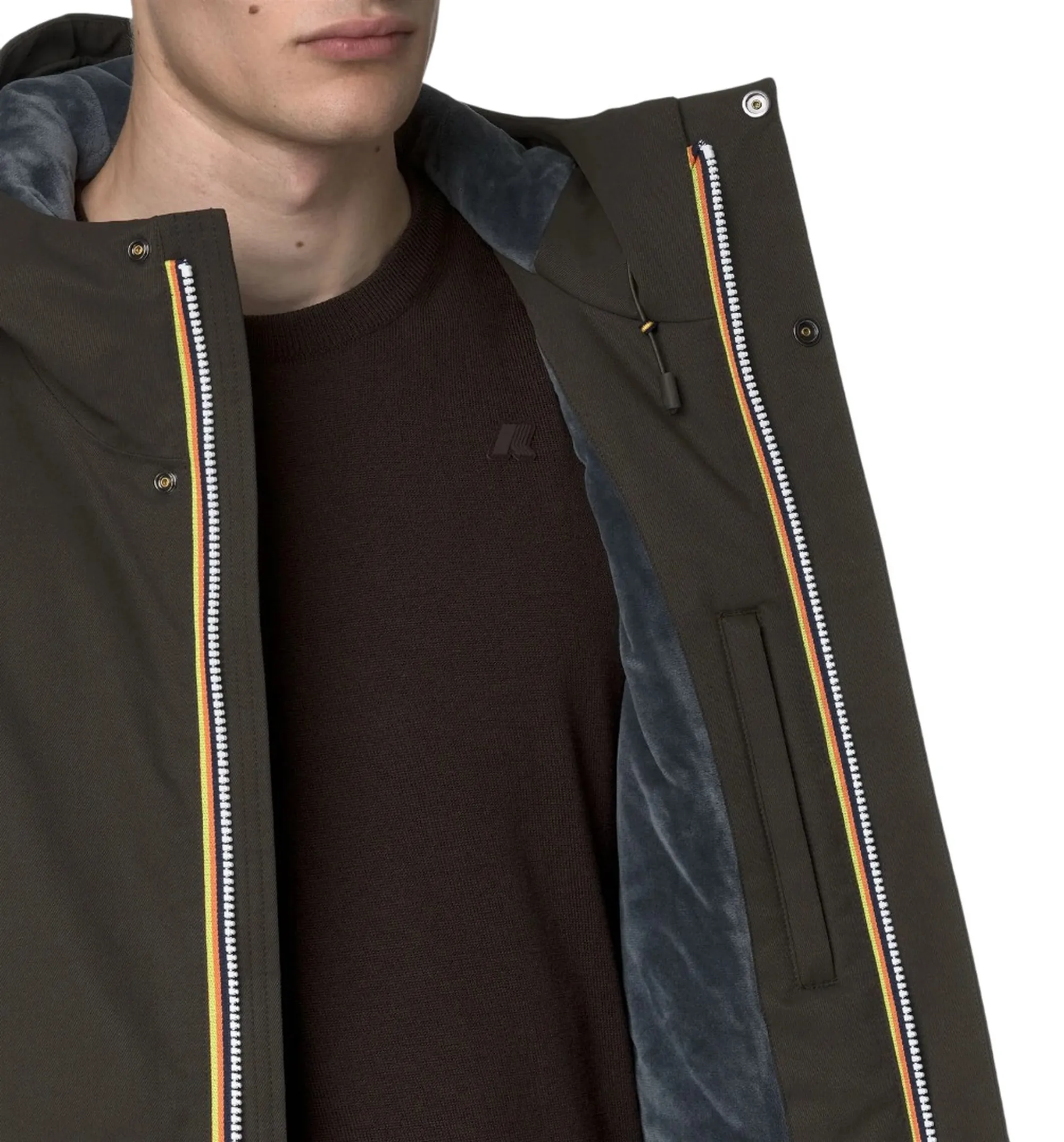 K-Way Trench Jarno Twill Marmotta Black Olive - Blue A K8133Fw 160782