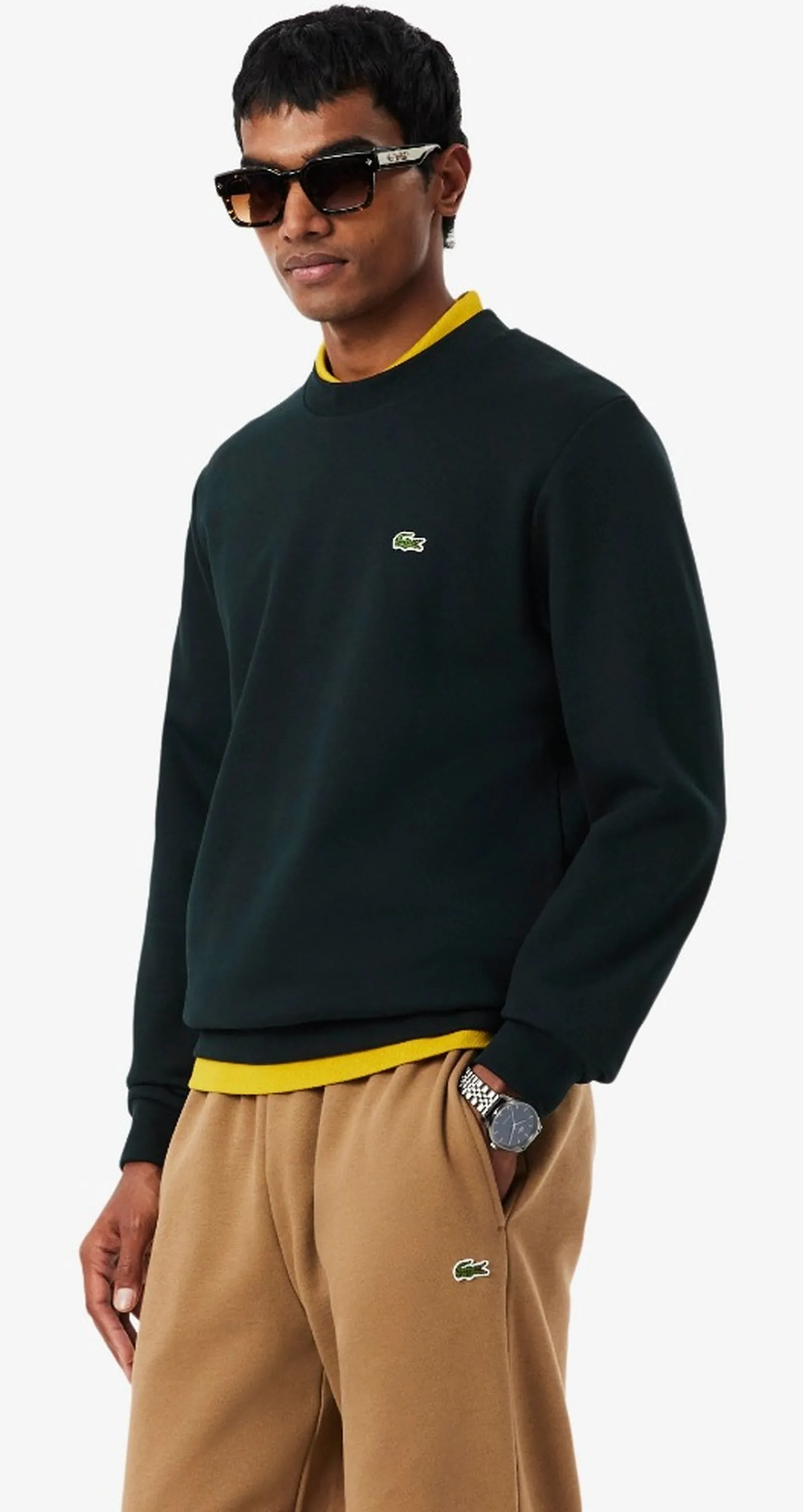 Lacoste Felpa Tessuto Felpato Classic Fit Verde Scuro Sh9801 197577