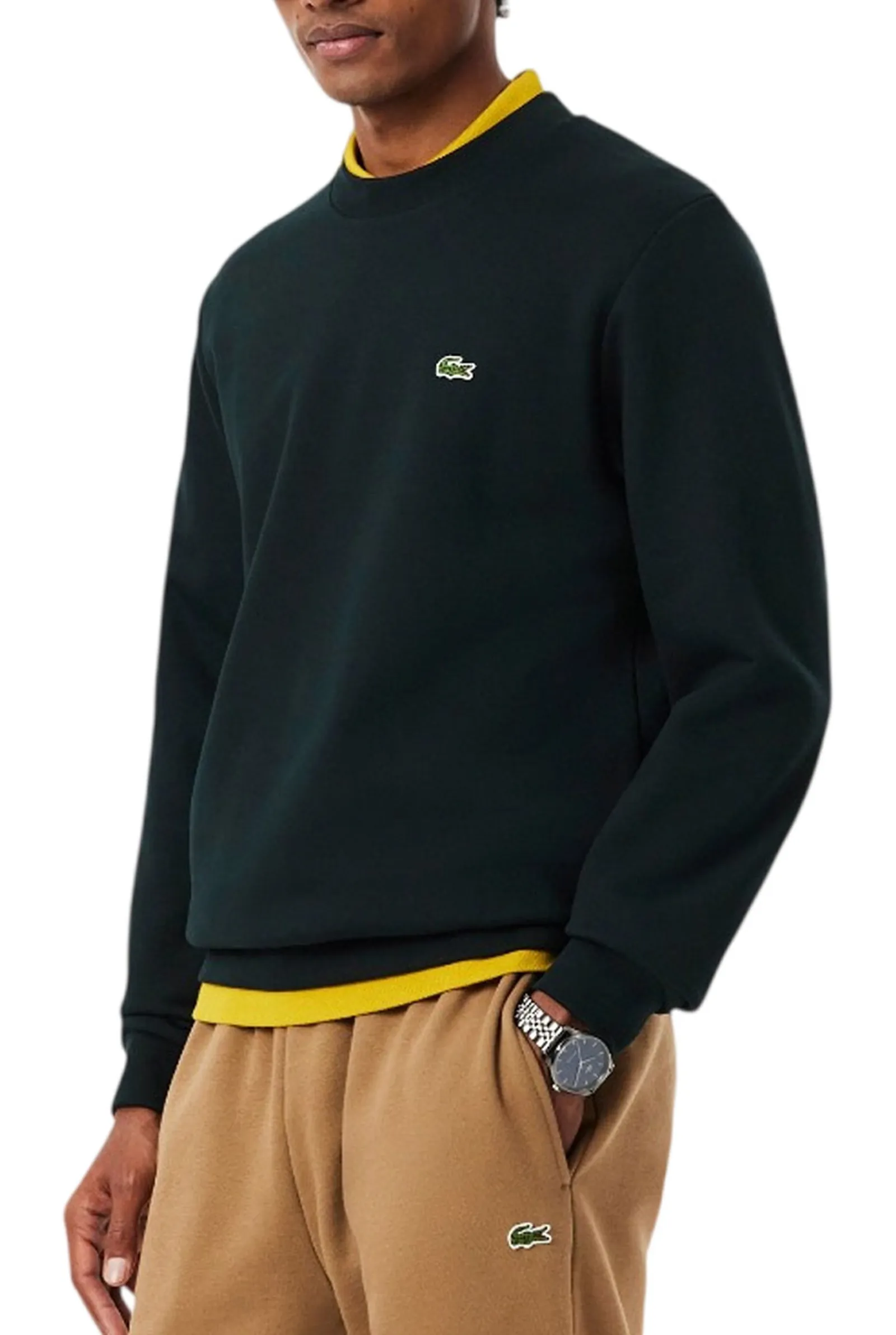Lacoste Felpa Tessuto Felpato Classic Fit Verde Scuro Sh9801 198417