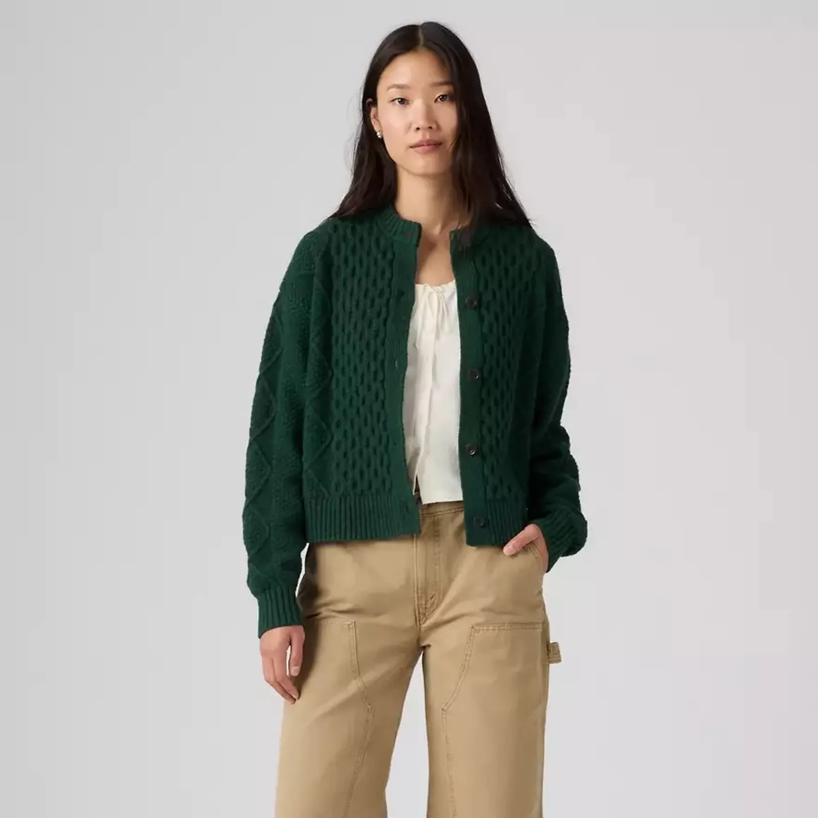 Levi'S Cardigan In Misto Lana Verde 007Vg0011 188299