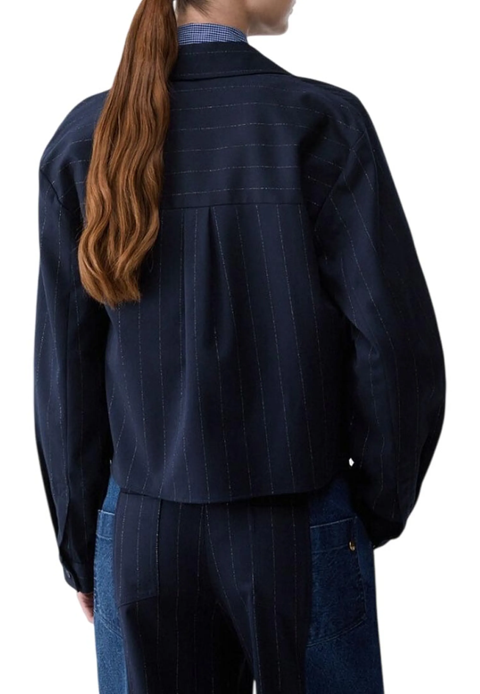 Liu Jo Jeans Camicia Gessata Con Tasca Blu Wf6240T731A 198737