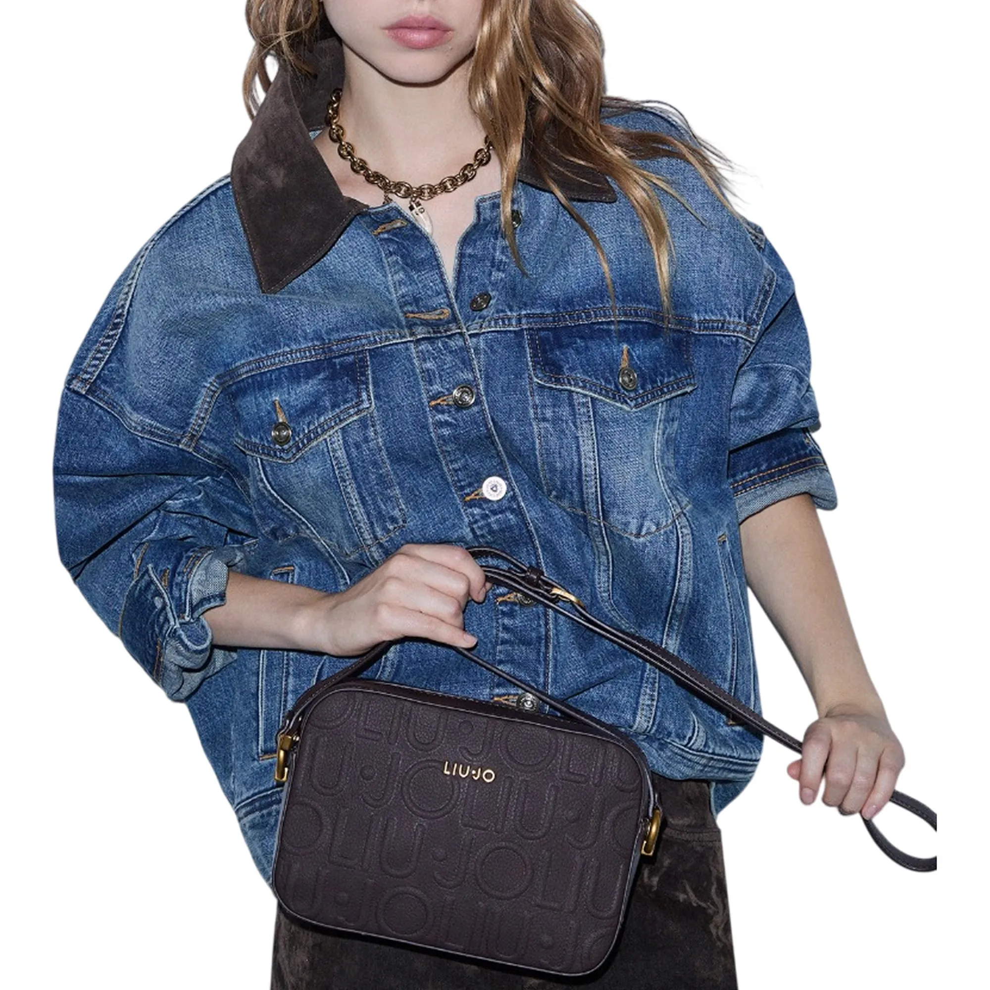 Liujo Accessori Borsa A Tracolla Con Logo Media Marrone Scuro Af6211E1139 185717