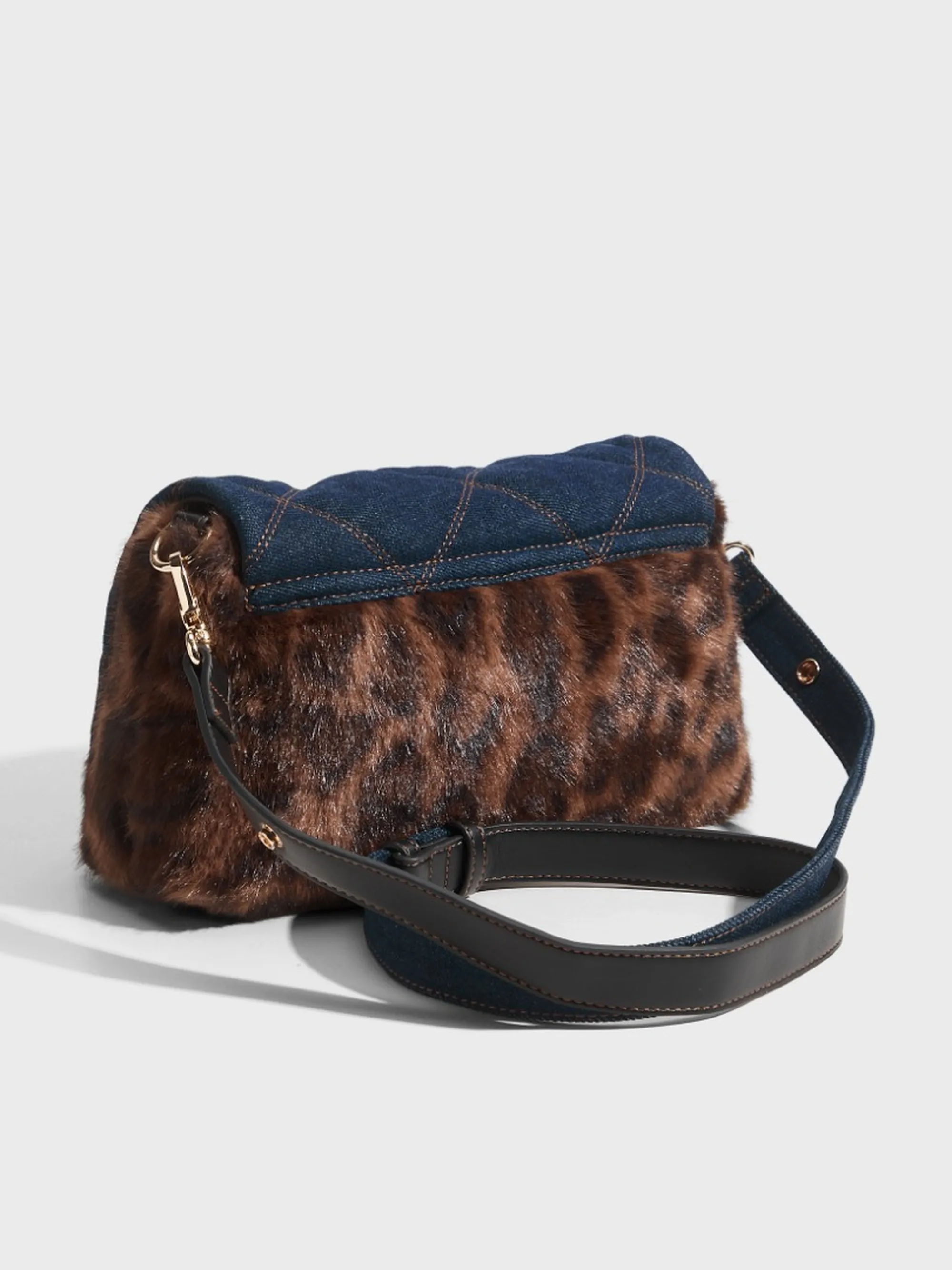 Liujo Accessori Borsa A Tracolla Media Con Pelliccia Sintetica Denim Af6148E1164 185394