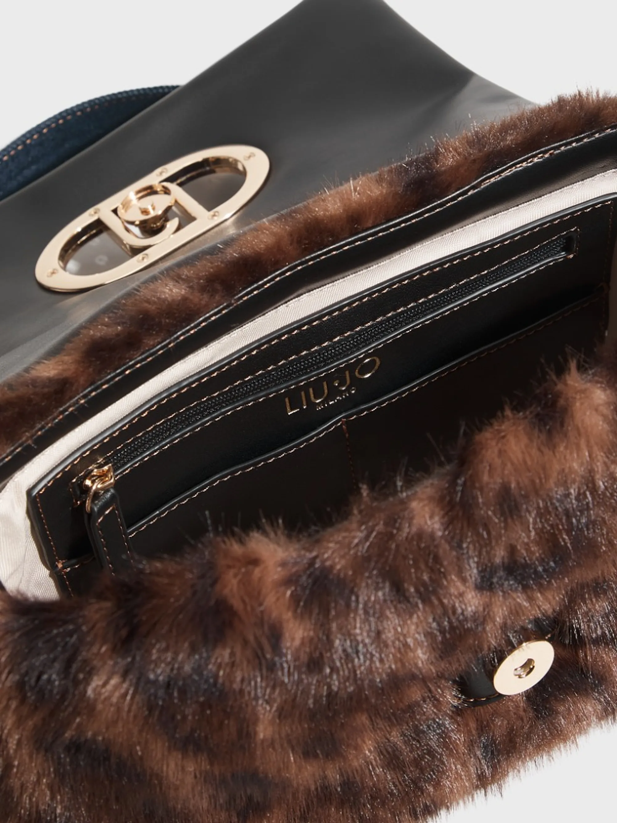 Liujo Accessori Borsa A Tracolla Media Con Pelliccia Sintetica Denim Af6148E1164 185395