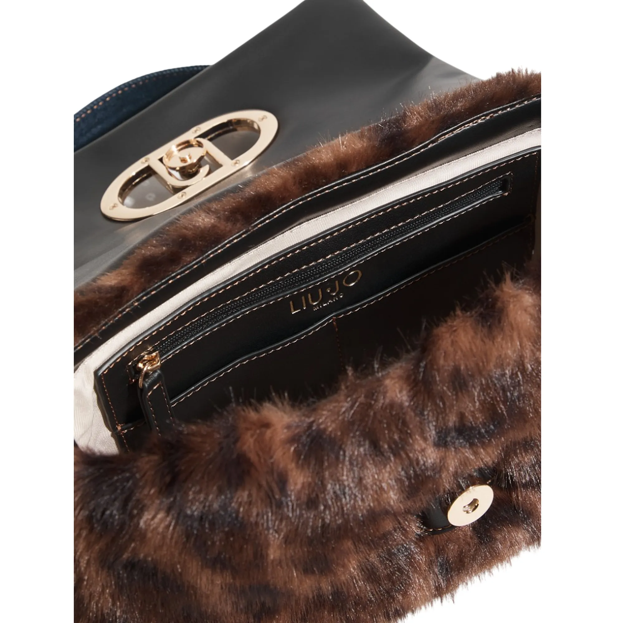 Liujo Accessori Borsa A Tracolla Media Con Pelliccia Sintetica Denim Af6148E1164 185775
