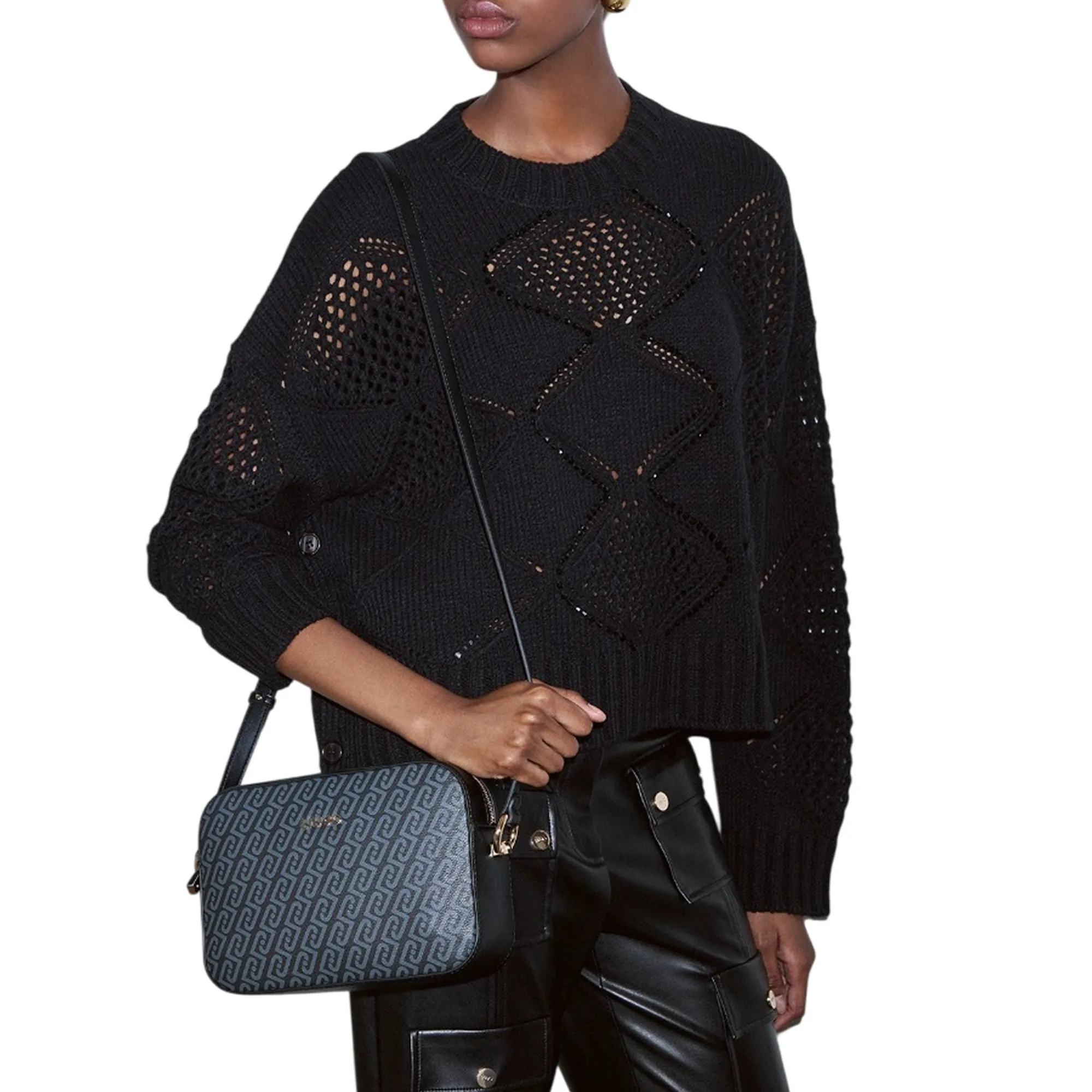 Liujo Accessori Borsa A Tracolla Monogram Media Nero Af6211E1137 185718