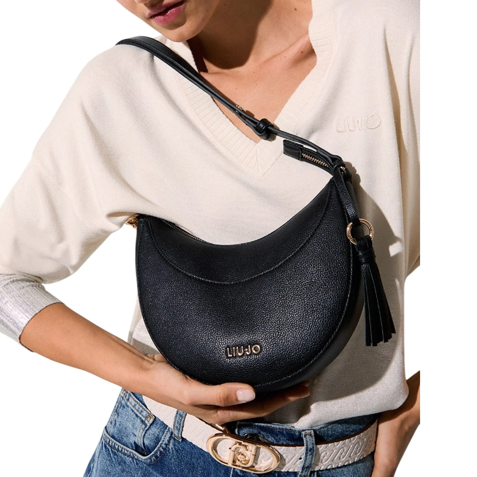 Liujo Accessori Borsa Hobo Media Con Charm Nero Aa6186E1012 180061