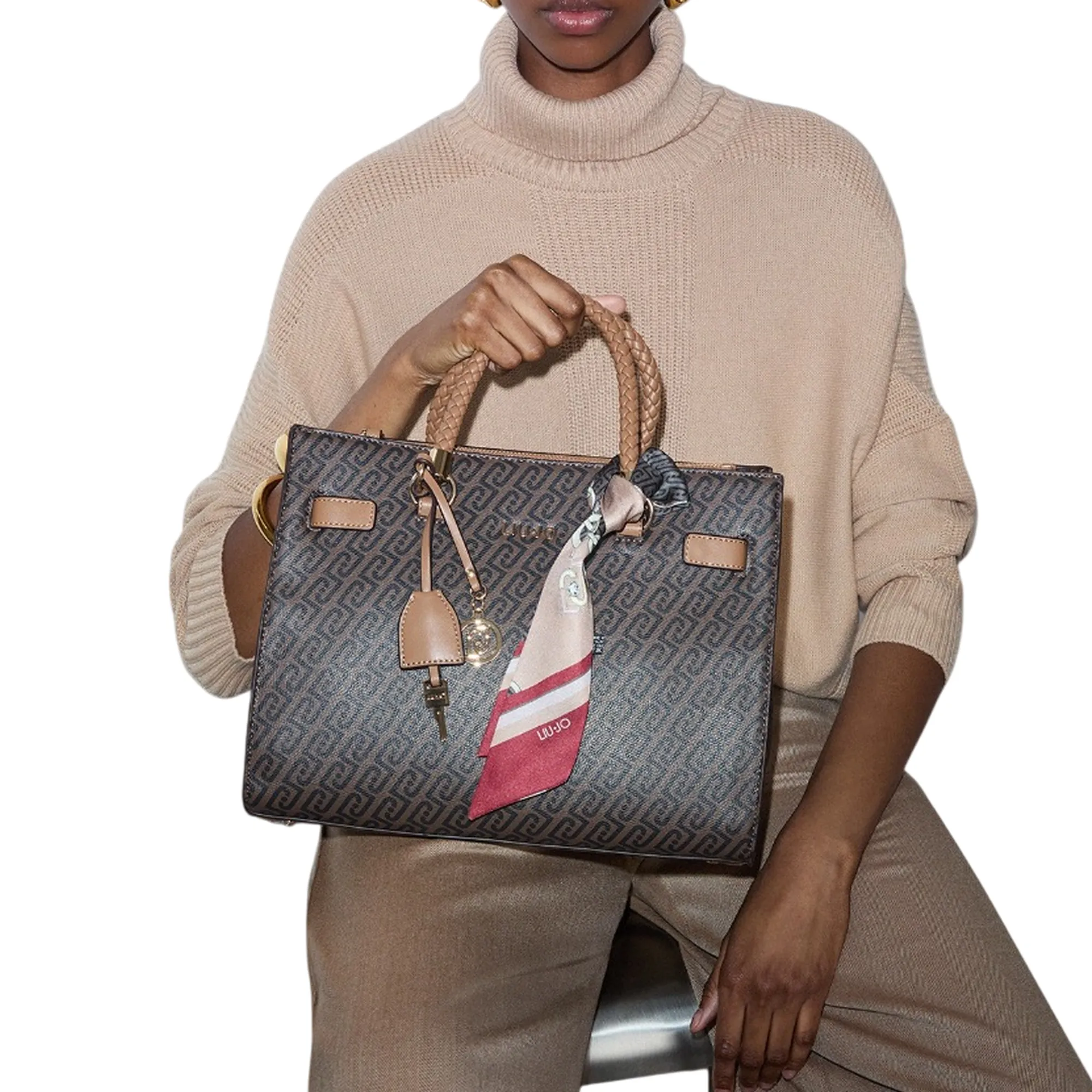 Liujo Accessori Borsa Tote Media Con Foulard Cuoio Af6086E1137 185805