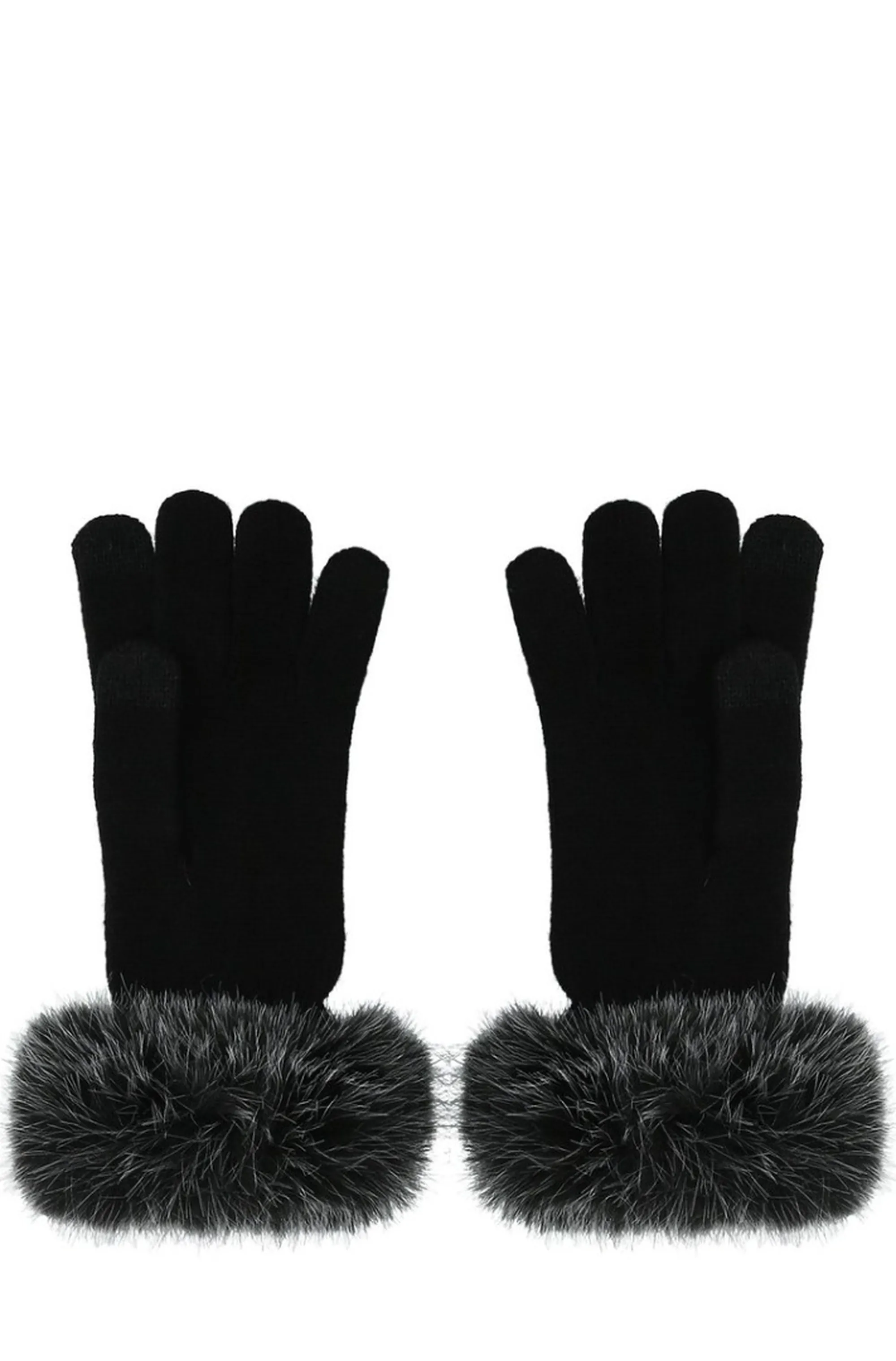 Liujo Accessori B'Knitted Gloves With Faux Fur' Black 2F6055Maa06 188675