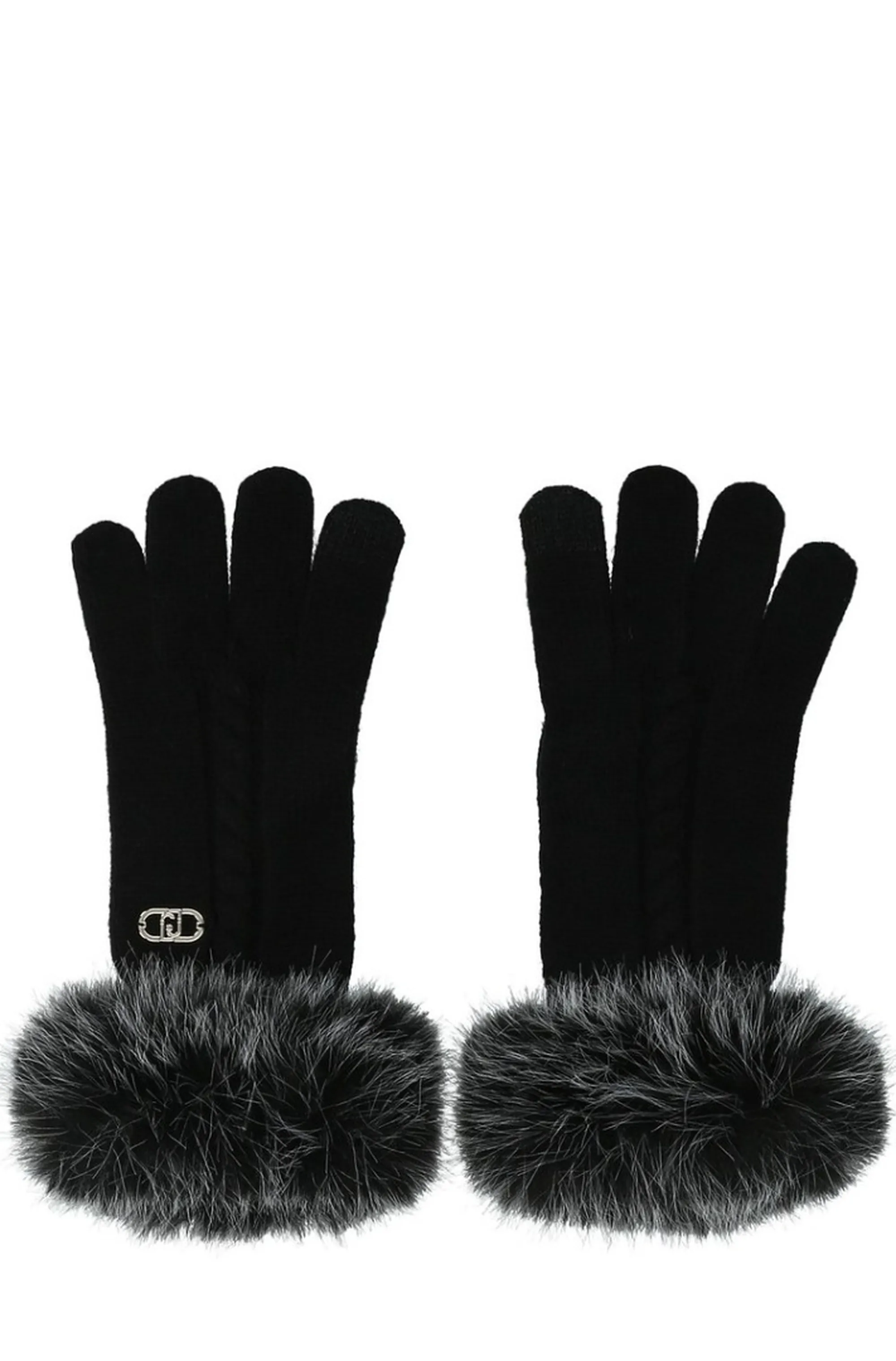 Liujo Accessori B'Knitted Gloves With Faux Fur' Black 2F6055Maa06 188677