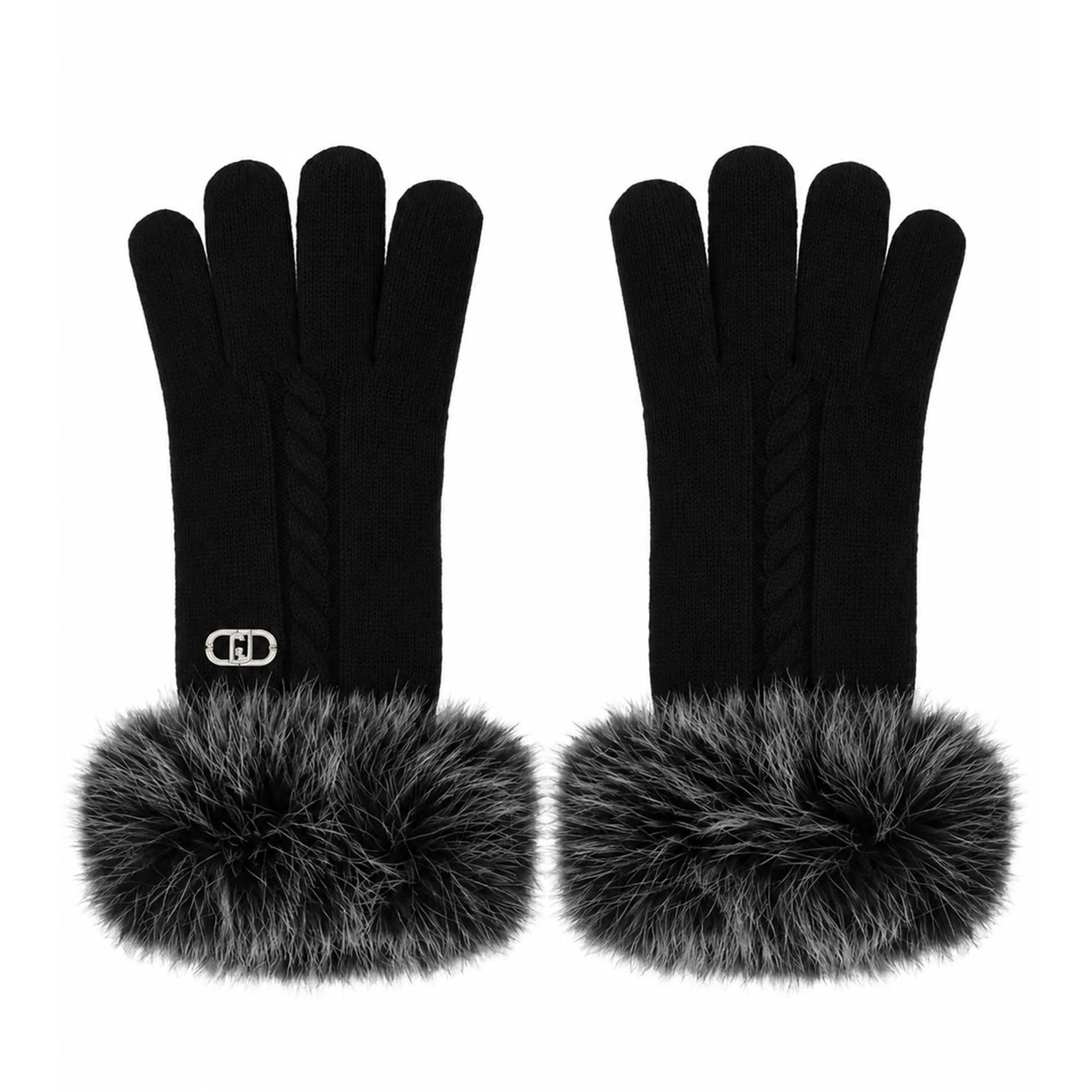 Liujo Accessori Guanti In Maglia Con Finta Pelliccia Nero 2F6055Maa06 189661