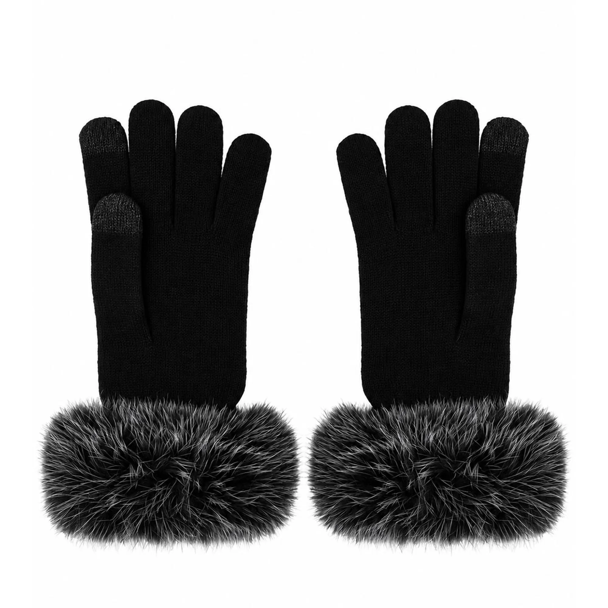 Liujo Accessori Guanti In Maglia Con Finta Pelliccia Nero 2F6055Maa06 189662