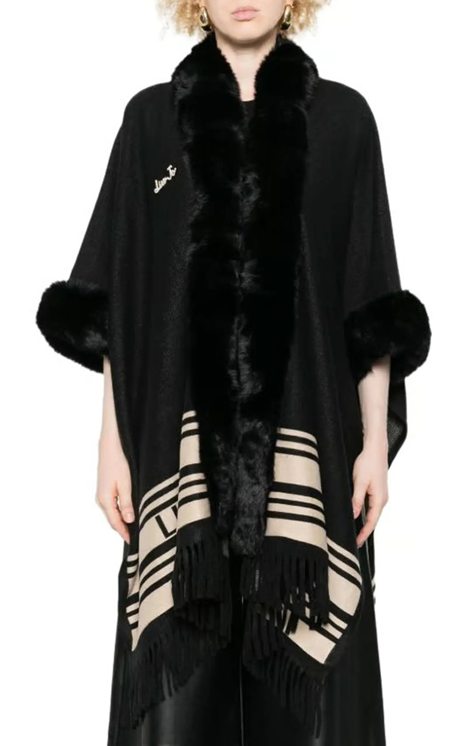 Liujo Accessori Poncho Con Collo In Ecopelliccia Nero 2F5046T0300 159824