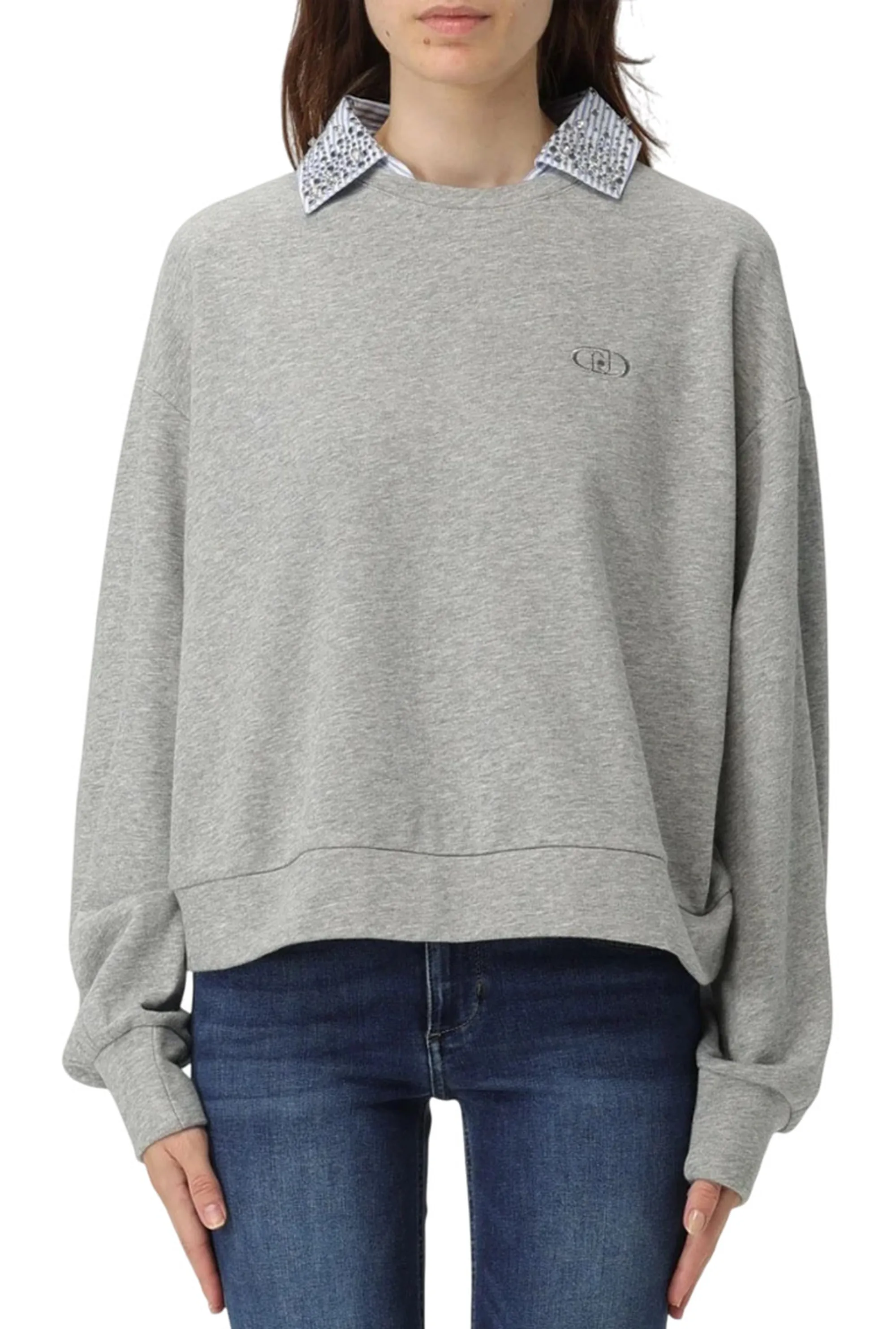 Liujo Denim B'Liujo Crew Neck Sweatshirt' Grey Uf5254F0873 156488