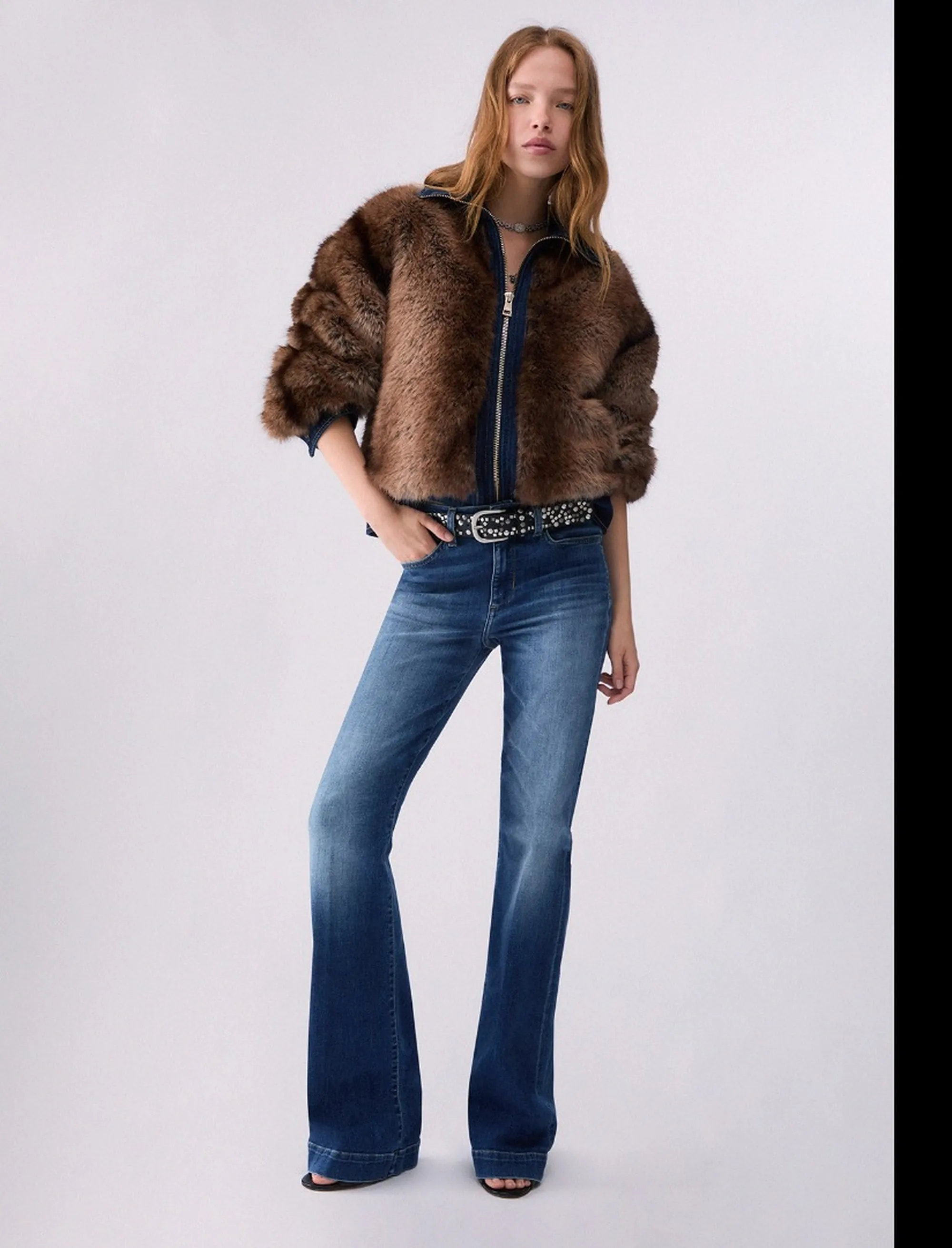 Liujo Denim Giubbino In Pelliccia Sintetica Marrone Uf6153E1158 188642