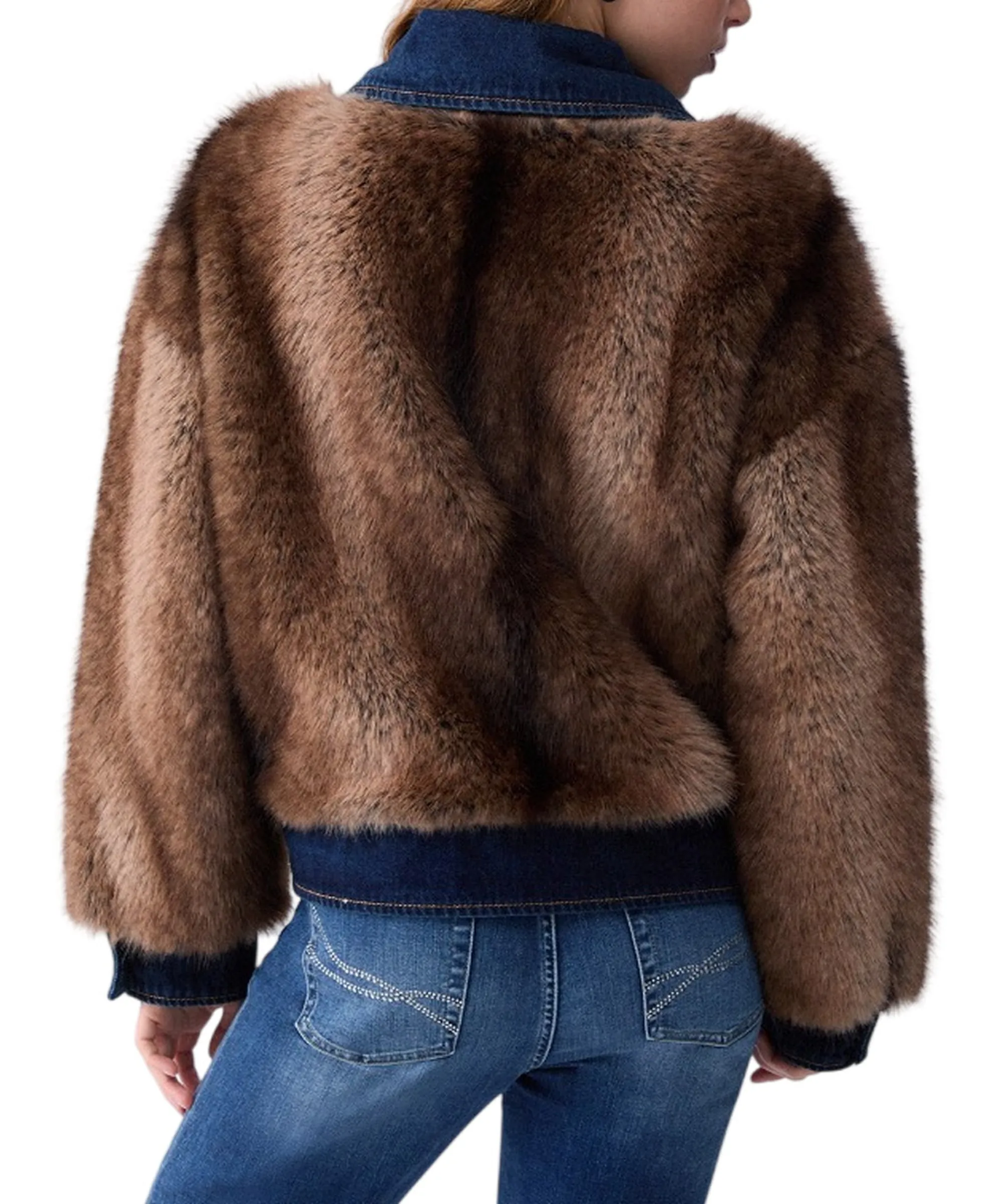 Liujo Denim Giubbino In Pelliccia Sintetica Marrone Uf6153E1158 189398