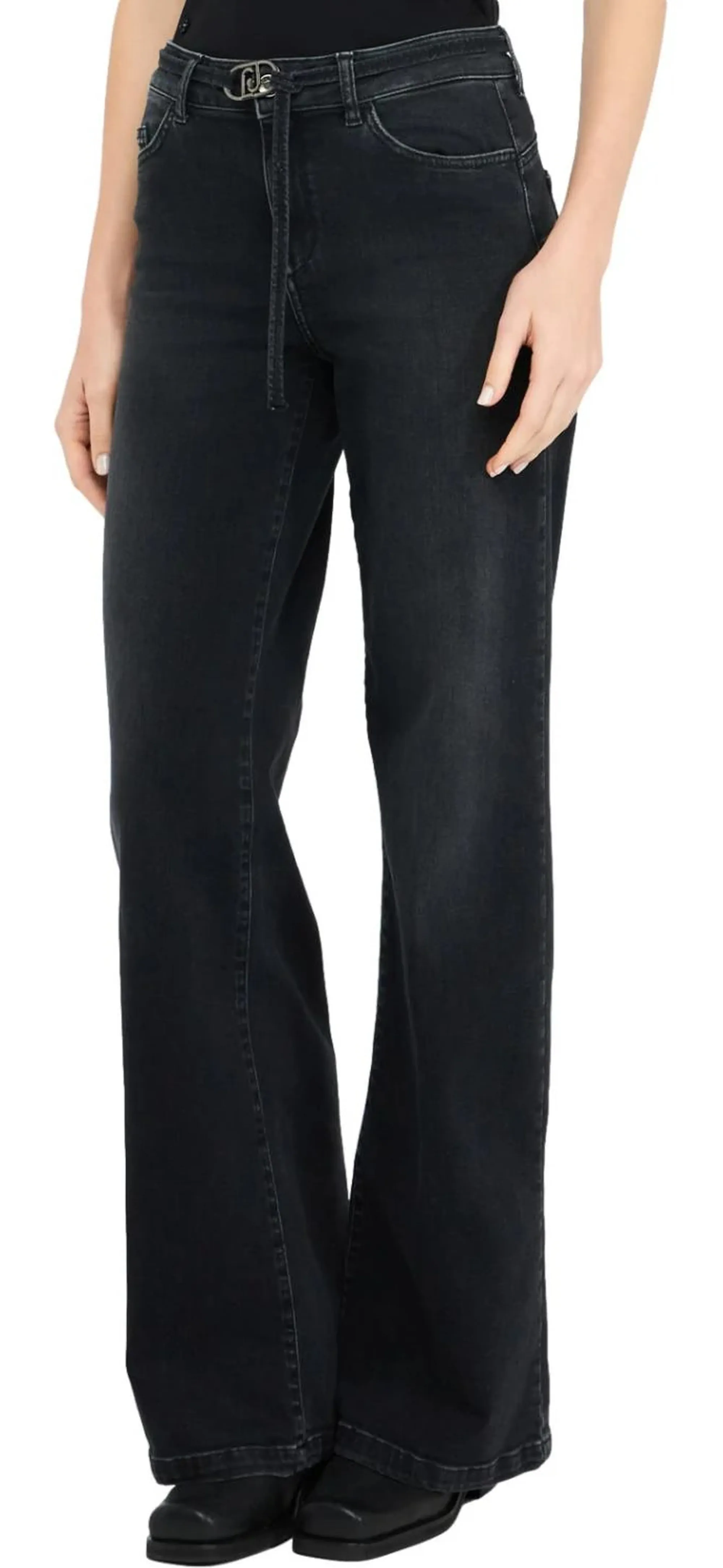 Liujo Denim B'Flare Jeans Whit Belt' Black Denim Uf5100D0264 156456