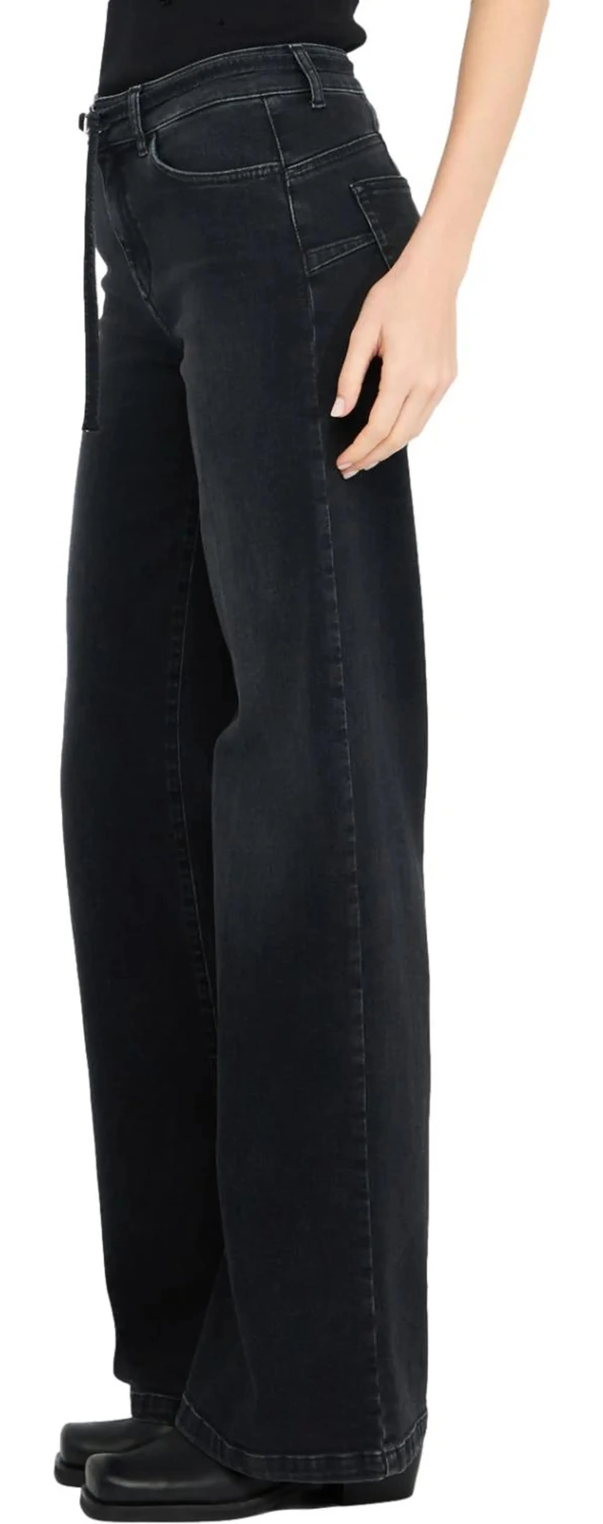 Liujo Denim B'Flare Jeans Whit Belt' Black Denim Uf5100D0264 156458
