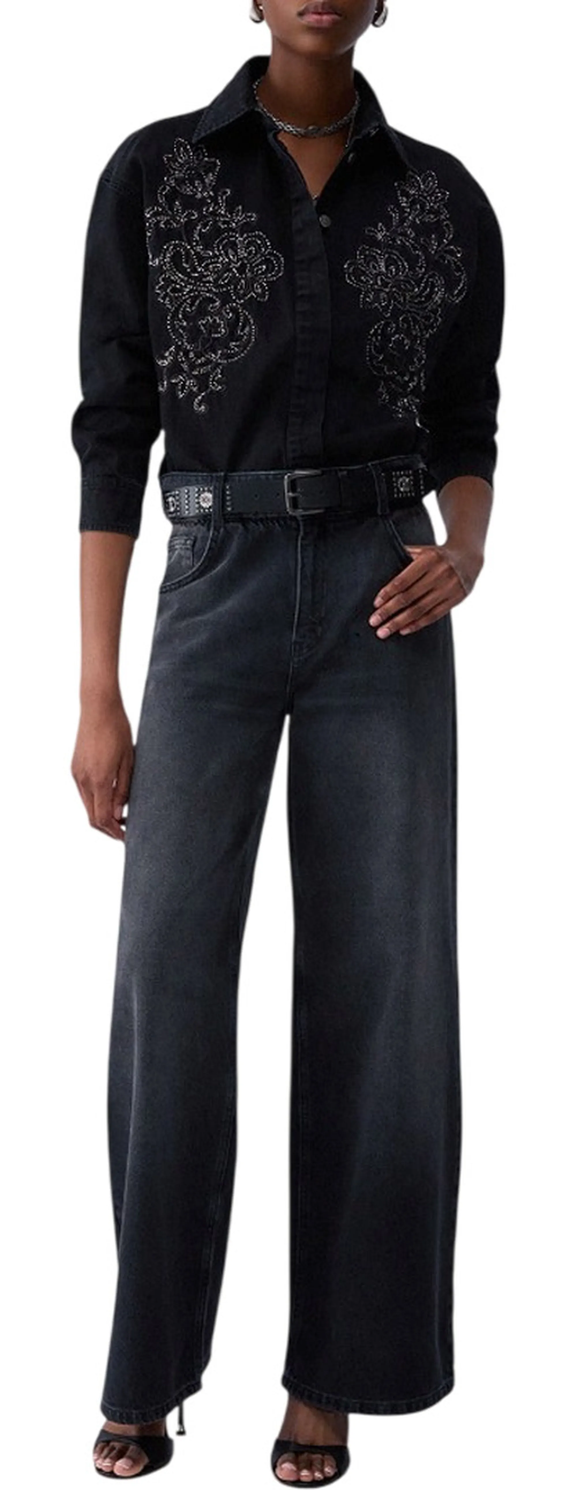 Liujo Denim B'Liujo Flare Waist Jeans' Black Denim Uf6186D0370 185691