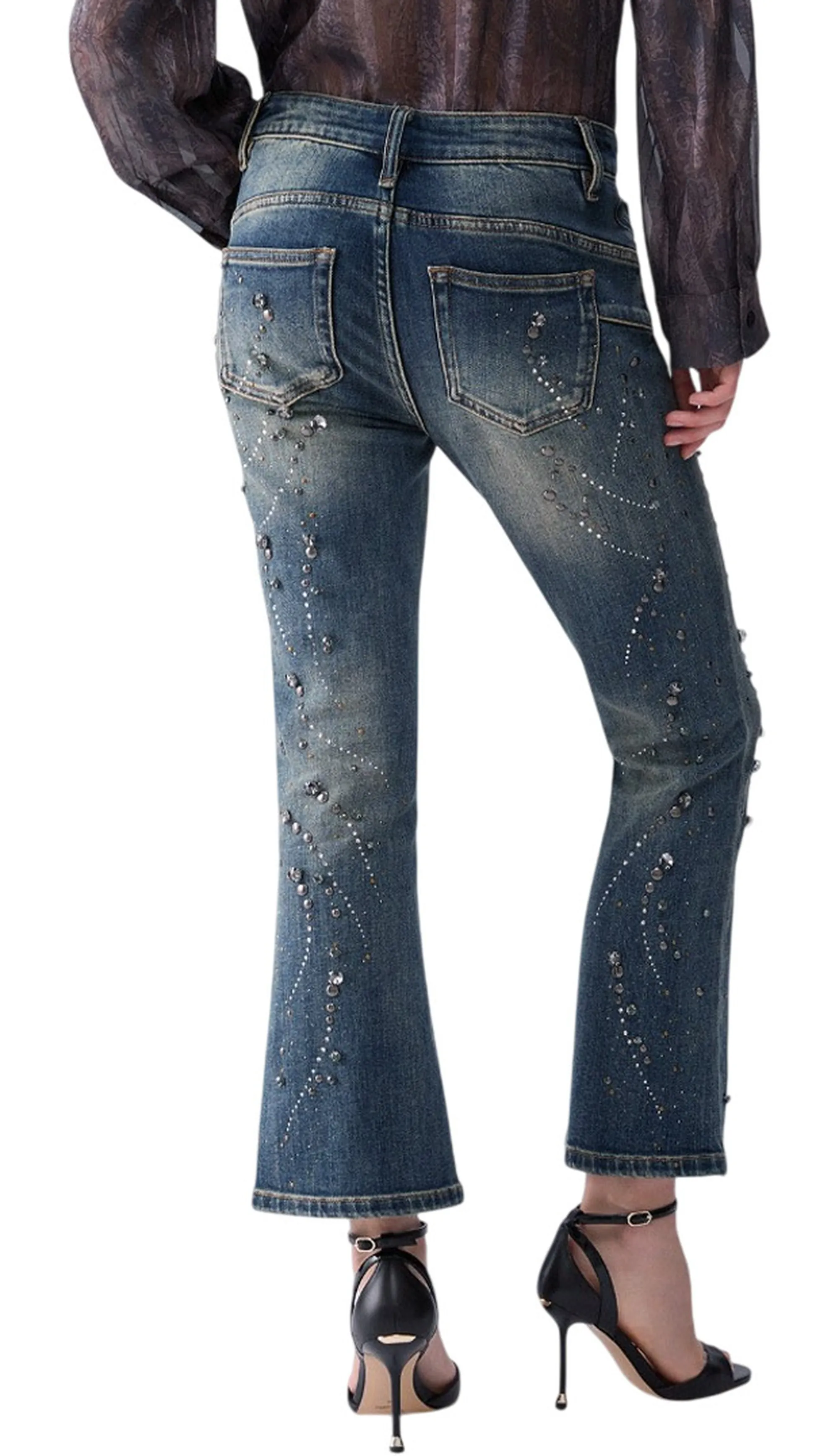 Liujo Denim B'Flare Jeans With Jewel Embroidery' Denim Uf6040D0365 188995