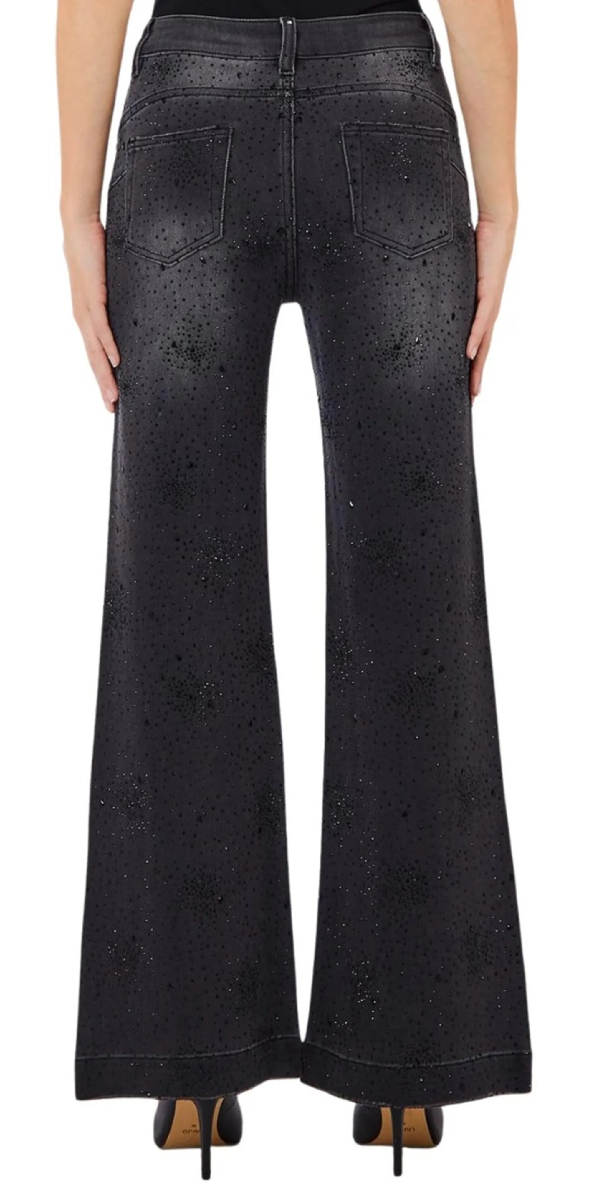 Liujo Denim Jeans Flare Con Strass Denim Nero Uf6107D0423 188647