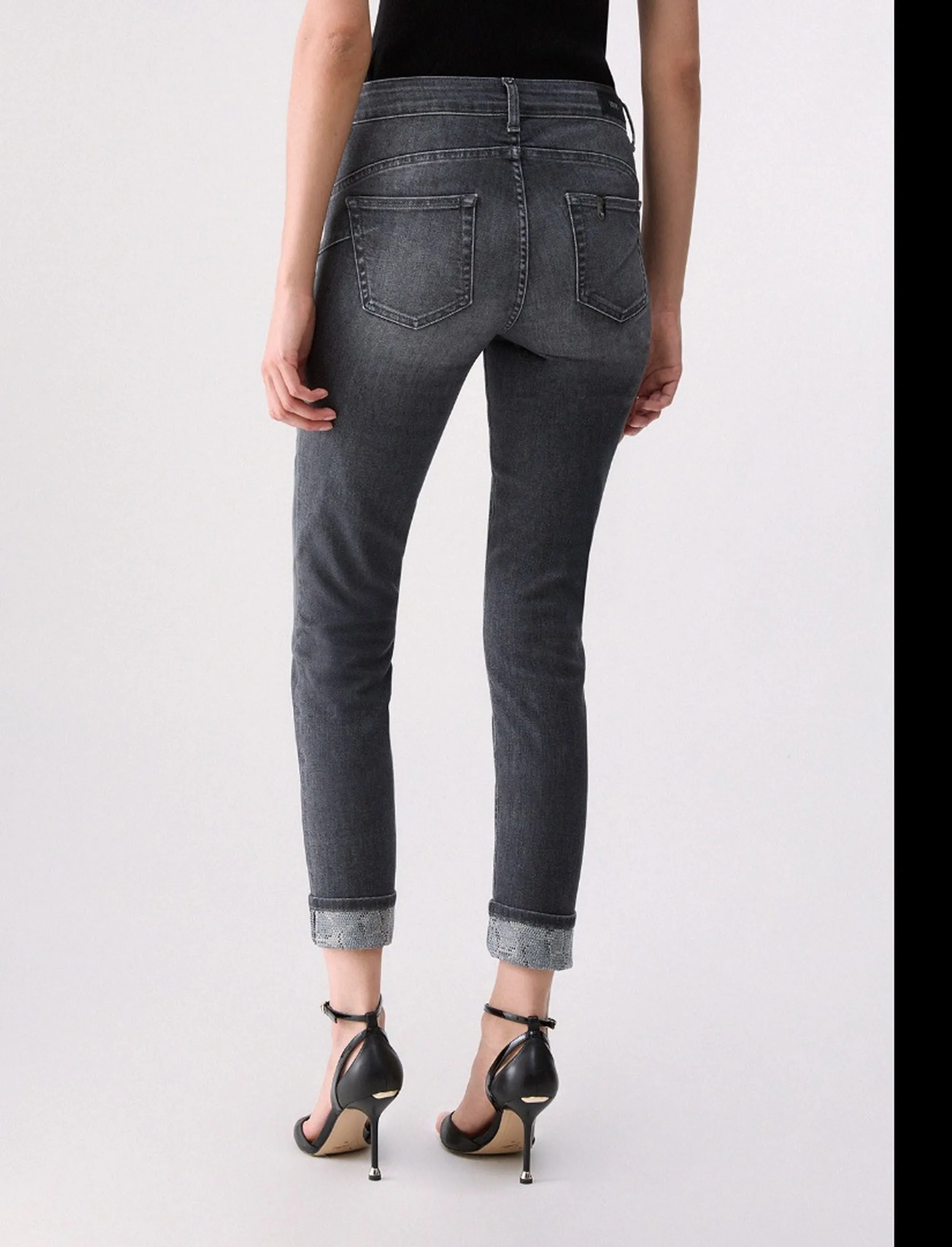 Liujo Denim B'Skinny Jeans With Appliques' Gray Denim Uf6006D0305 185489