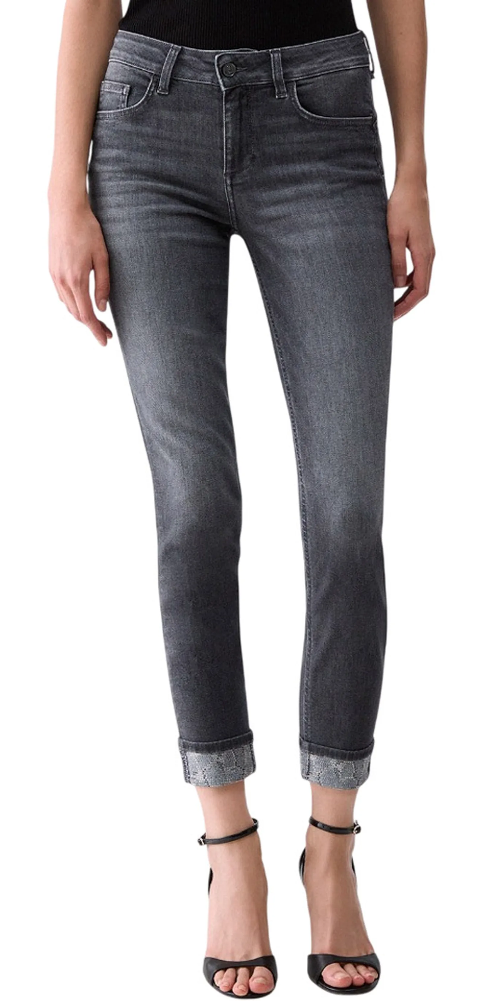 Liujo Denim Jeans Skinny Con Applicazioni Denim Grigio Uf6006D0305 185668