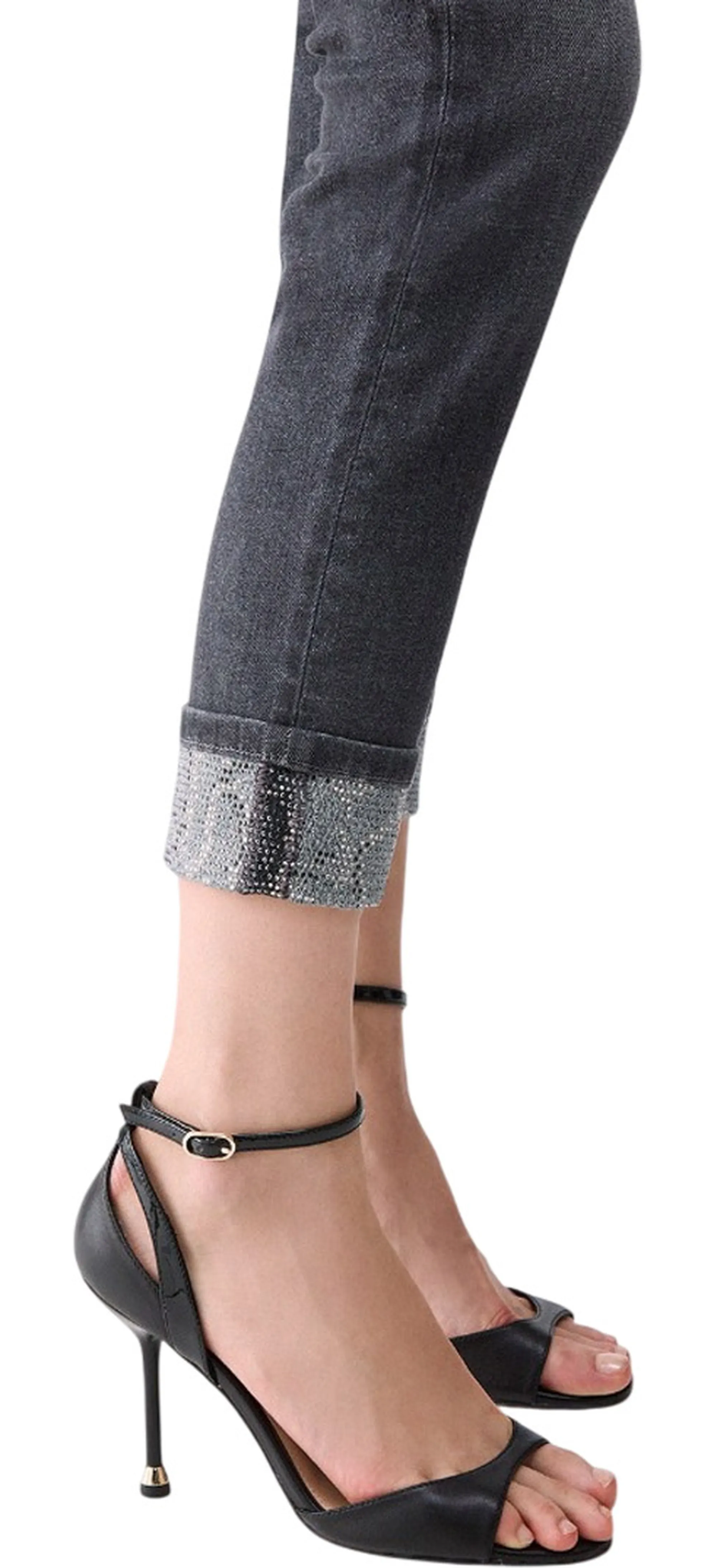 Liujo Denim Jeans Skinny Con Applicazioni Denim Grigio Uf6006D0305 185671
