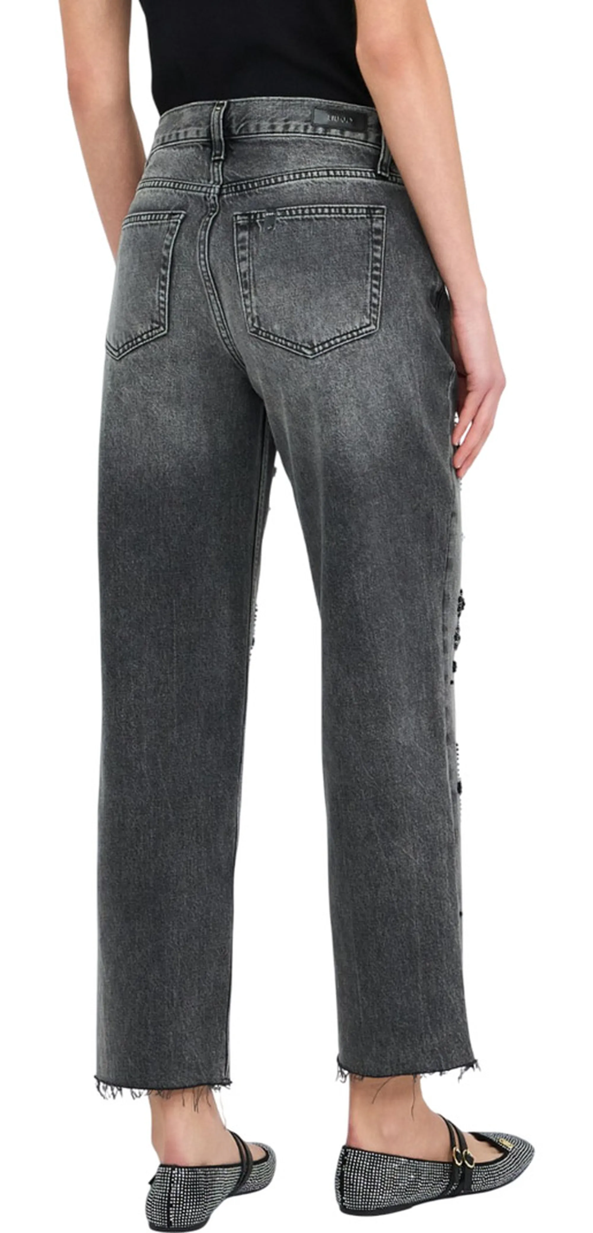 Liujo Denim B'Jeans Straight Con Strass' Gray Denim Uf5115D4854 156546