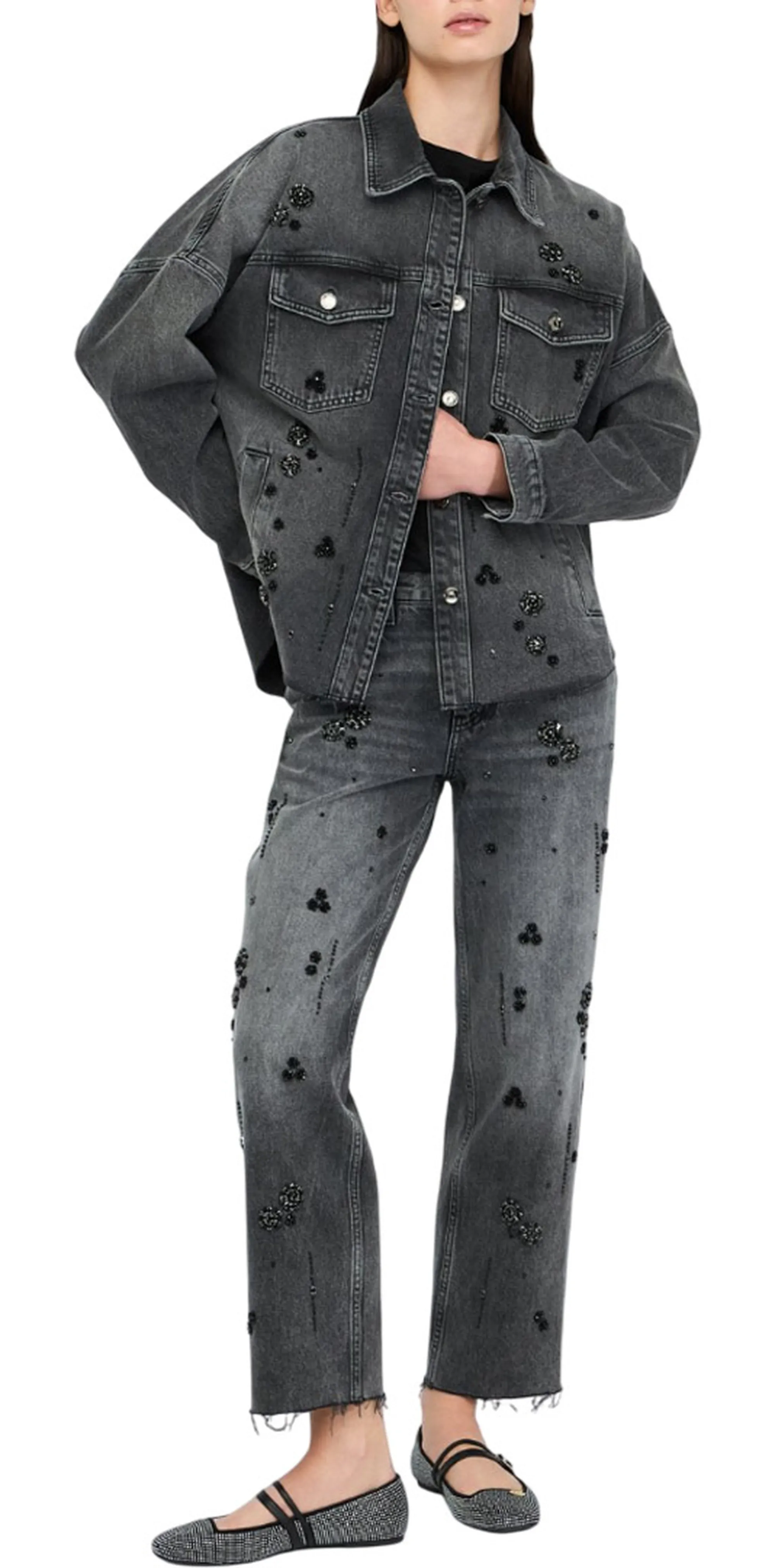 Liujo Denim B'Jeans Straight Con Strass' Gray Denim Uf5115D4854 156547