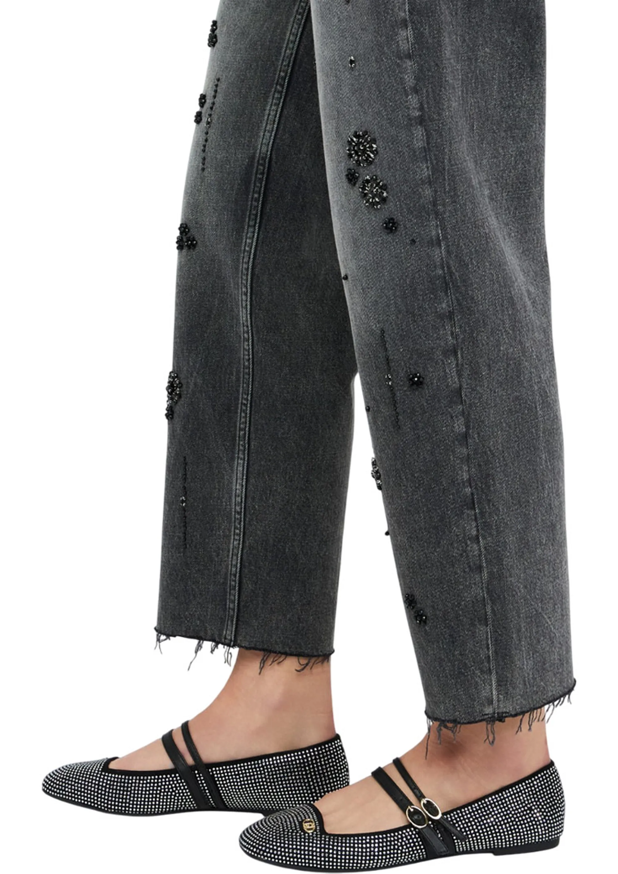 Liujo Denim B'Jeans Straight Con Strass' Gray Denim Uf5115D4854 156562